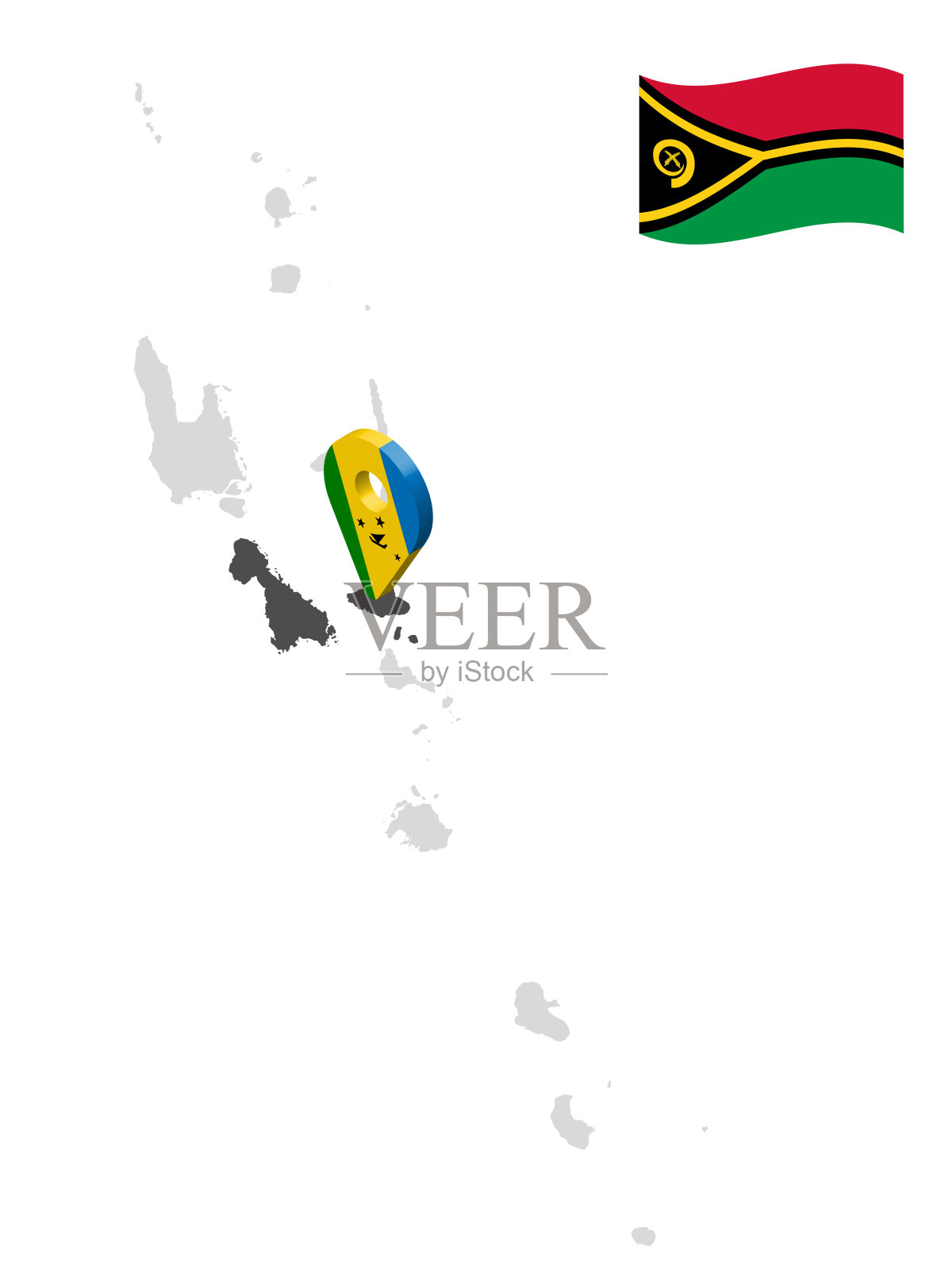 瓦努阿图地图上马兰帕省的位置。马兰帕的3d位置标志。瓦努阿图各省的高质量地图供您设计。大洋洲。EPS10。插画图片素材