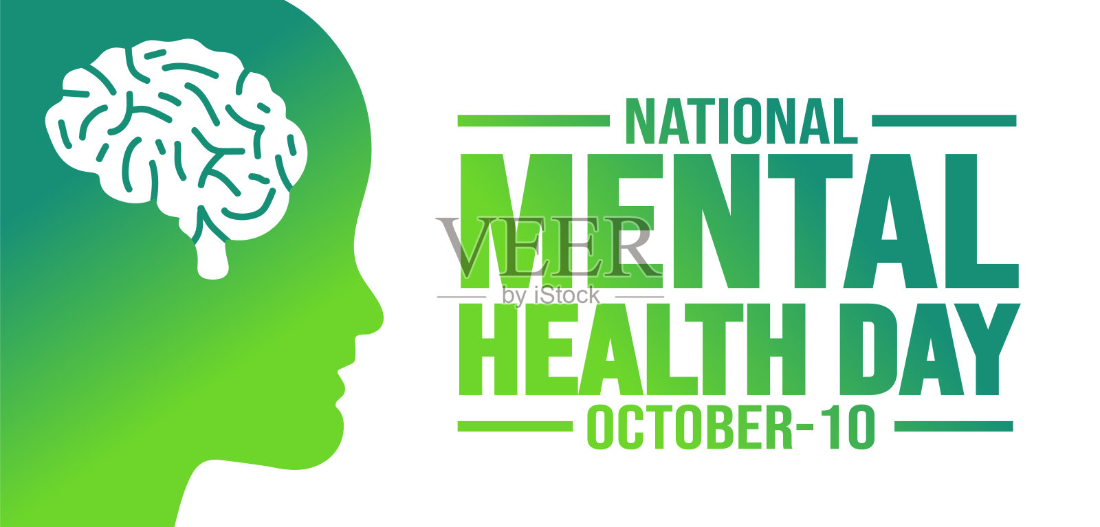 10月是世界精神卫生日的背景模板。节日的概念。背景，横幅，标牌，卡片和海报设计模板，文字铭文和标准颜色。矢量插图。插画图片素材