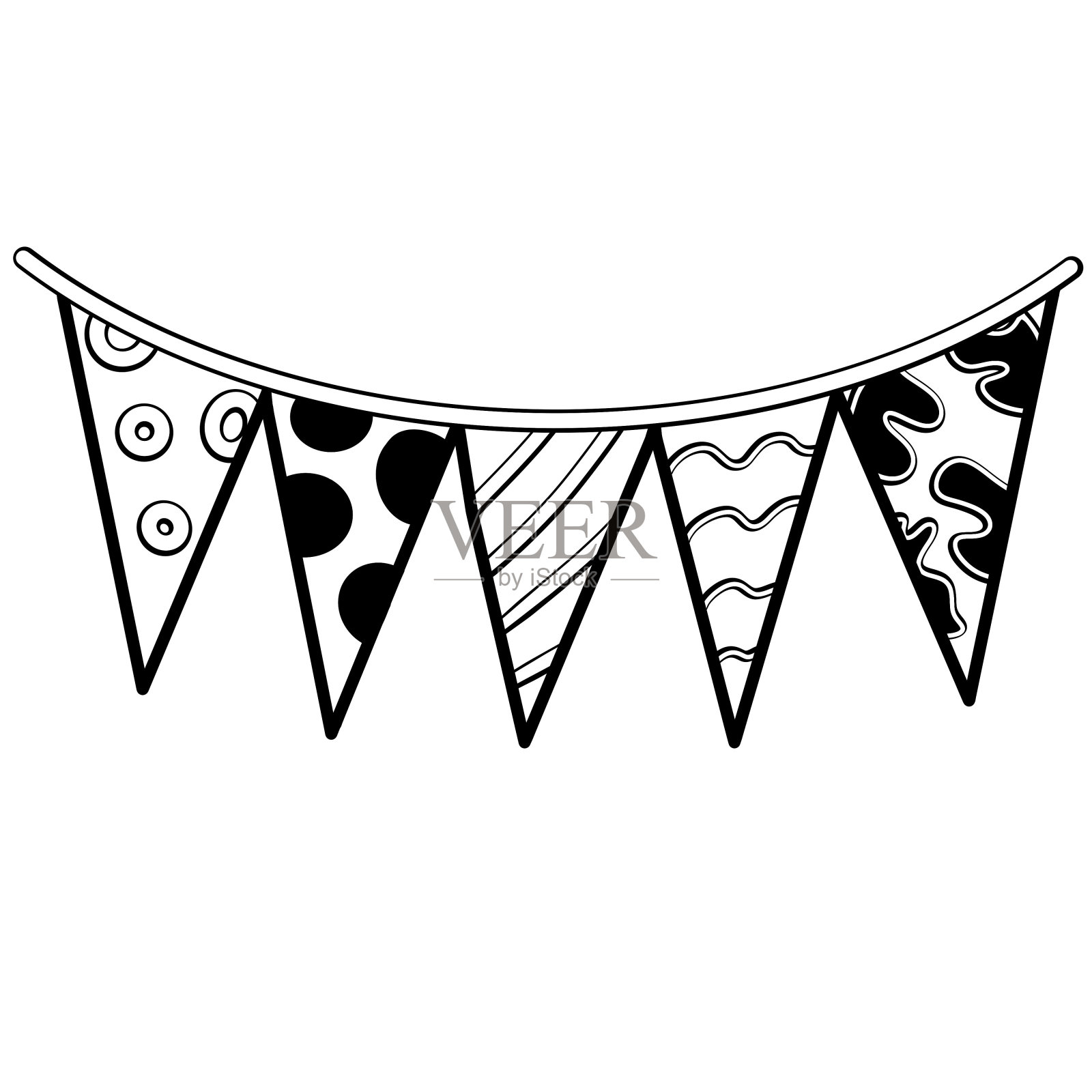 为庆祝生日和周年而悬挂的彩旗。插画图片素材