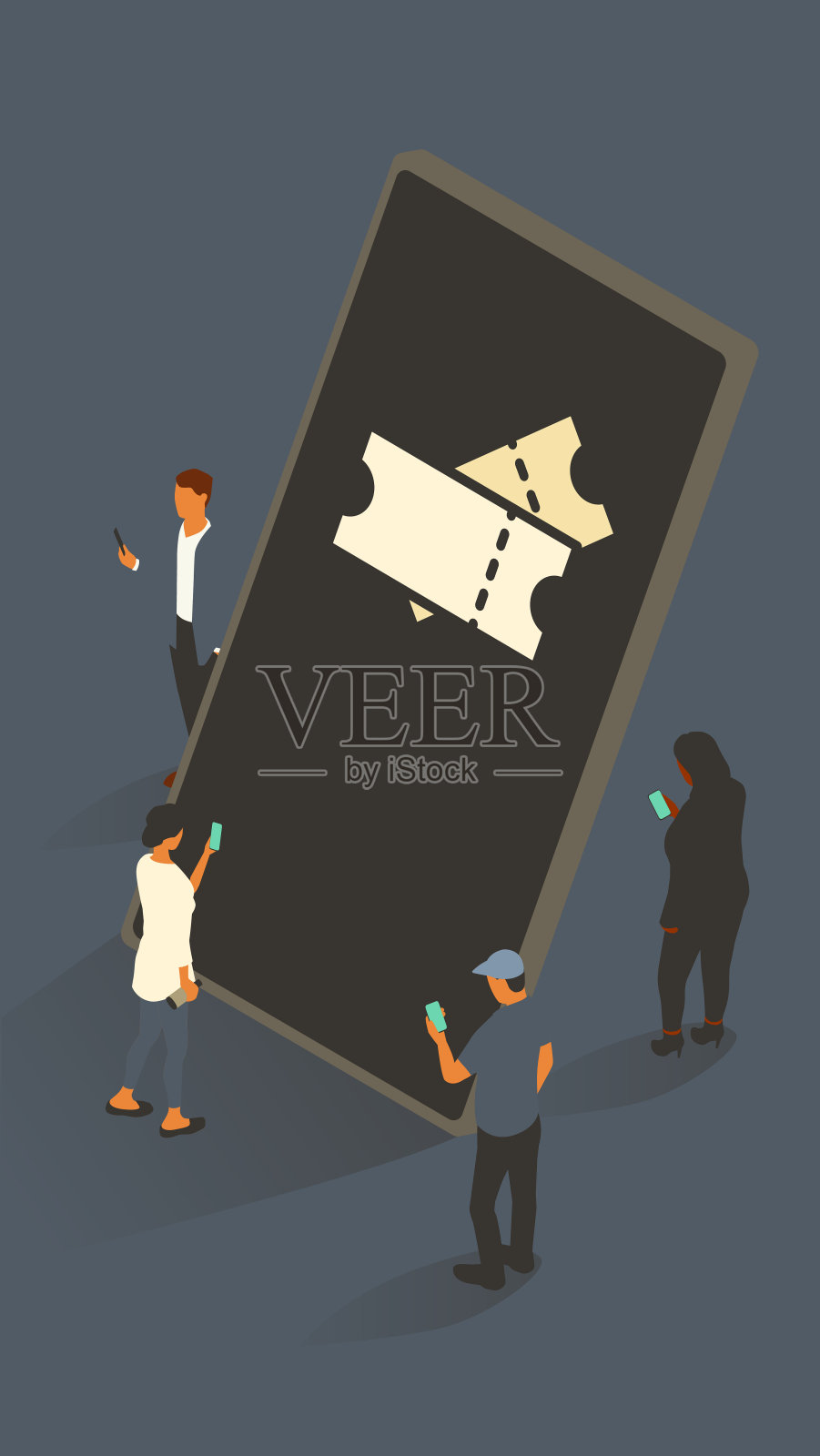 电话购票插画图片素材