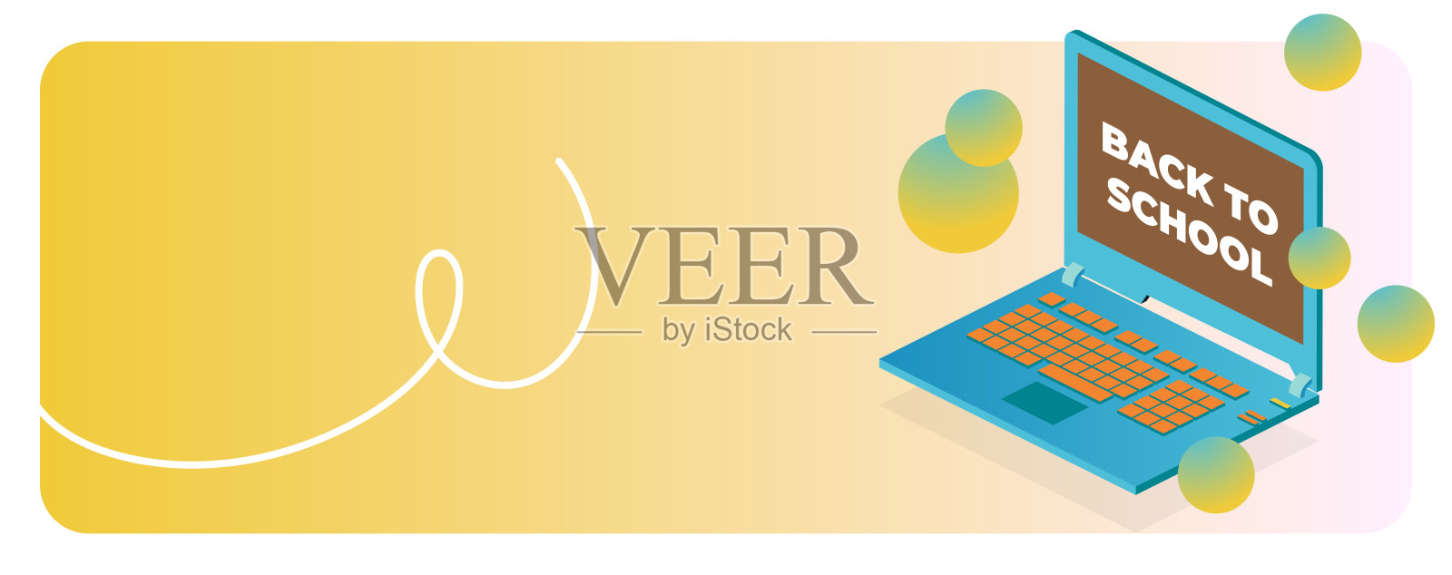 等距笔记本电脑-回到学校的概念插画图片素材