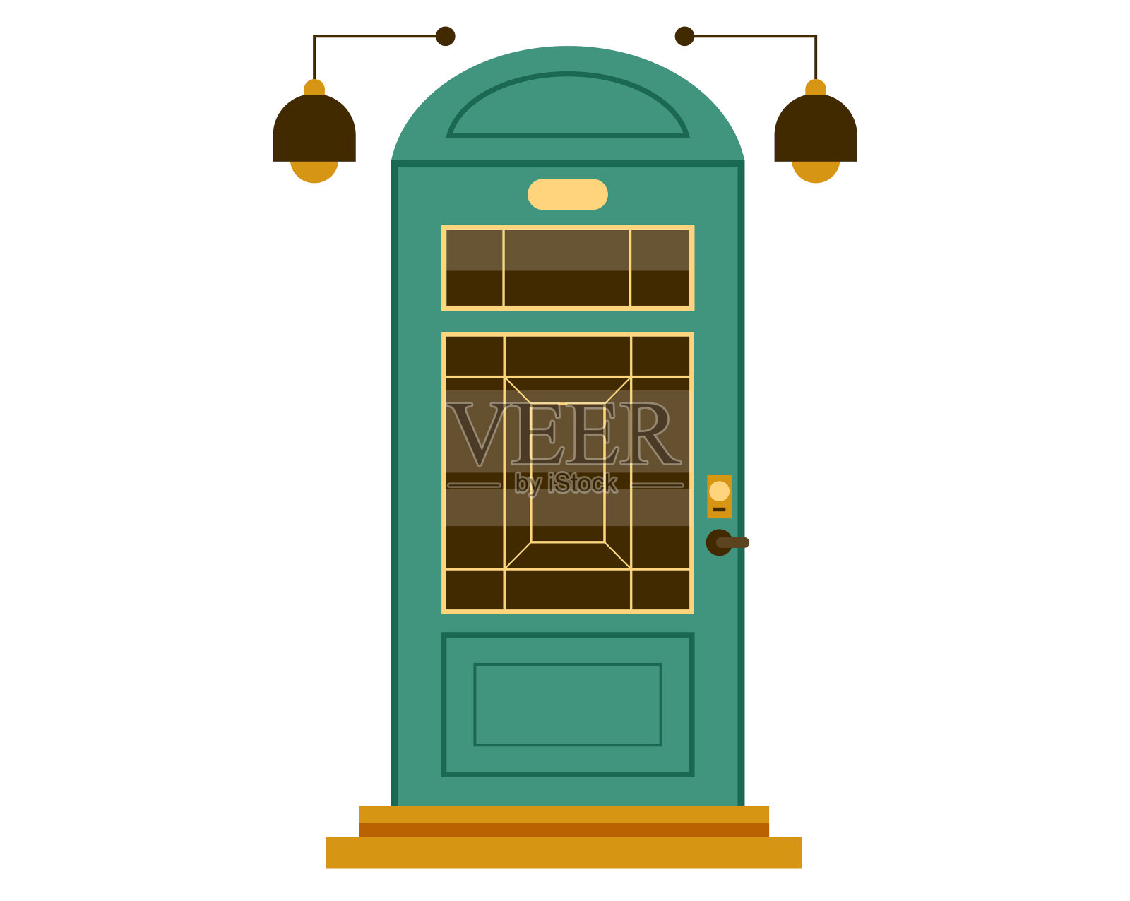 门房子前公寓孤立的概念。矢量平面图形设计插图插画图片素材