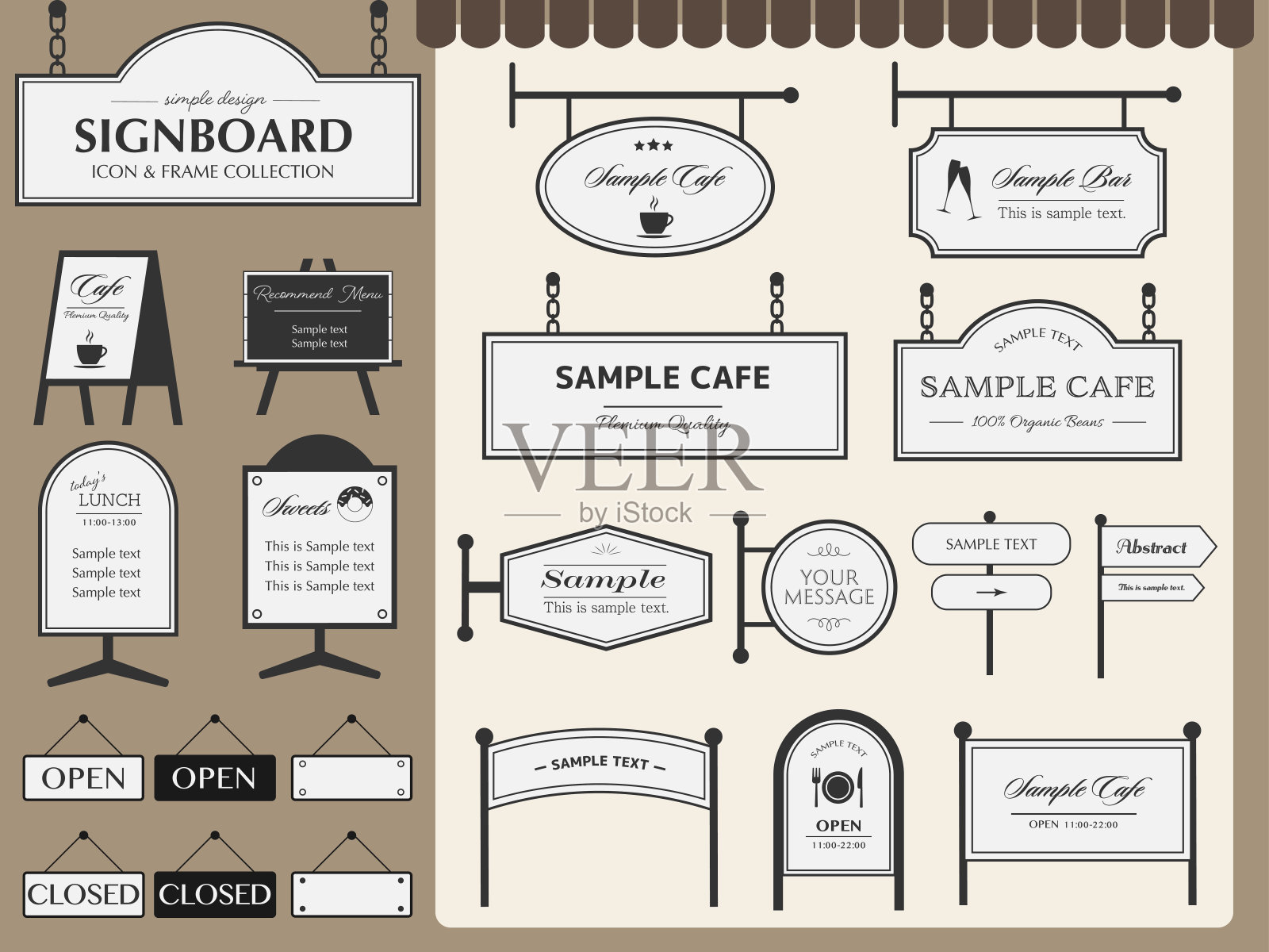 招牌设计图标框架集插画图片素材