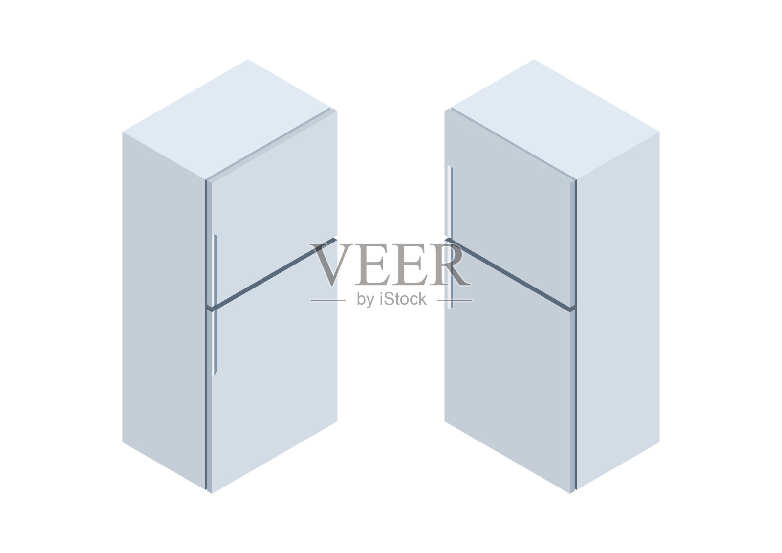 等距冰箱，白色背景。矢量图插画图片素材