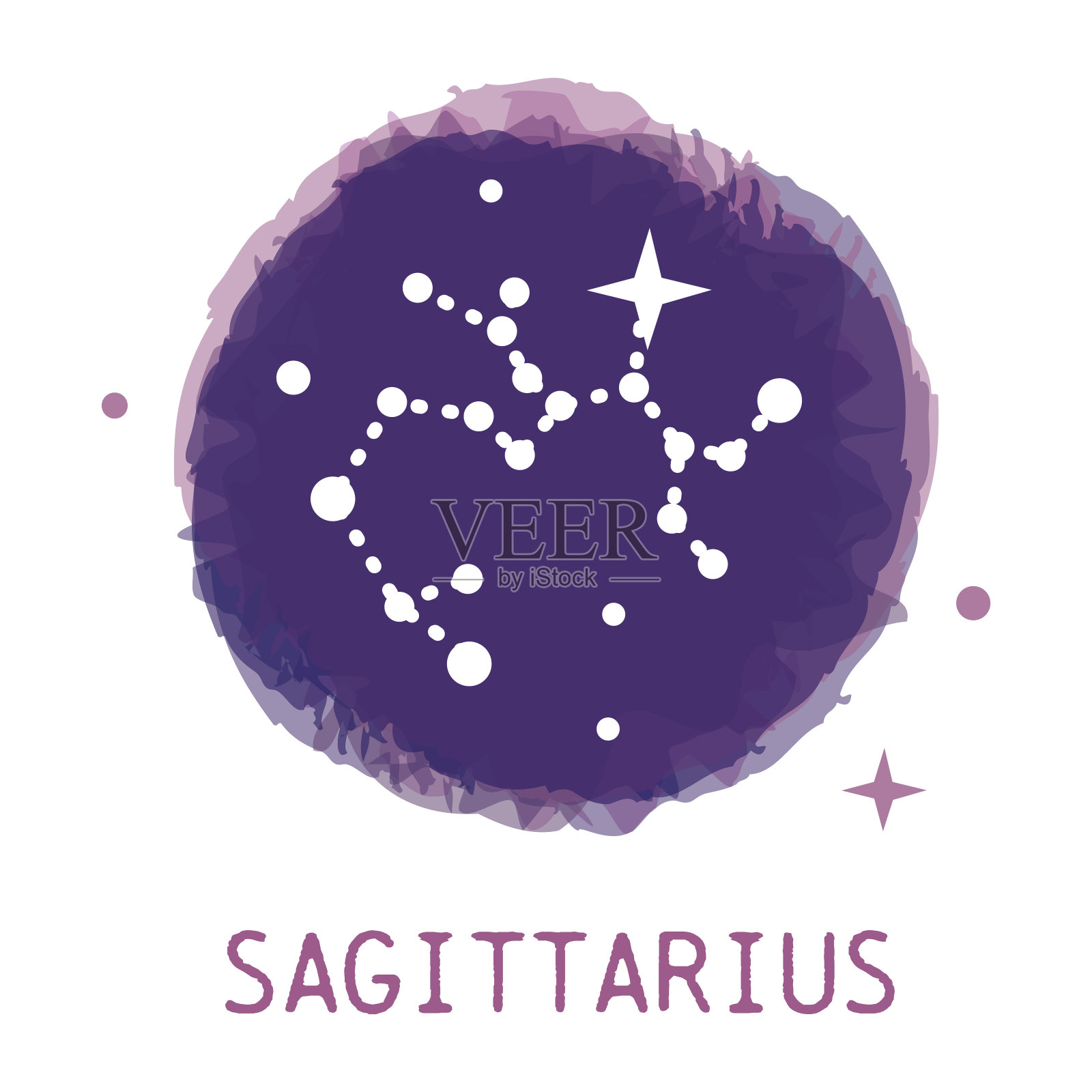 星座的射手座，矢量星座图标与标题。插画图片素材