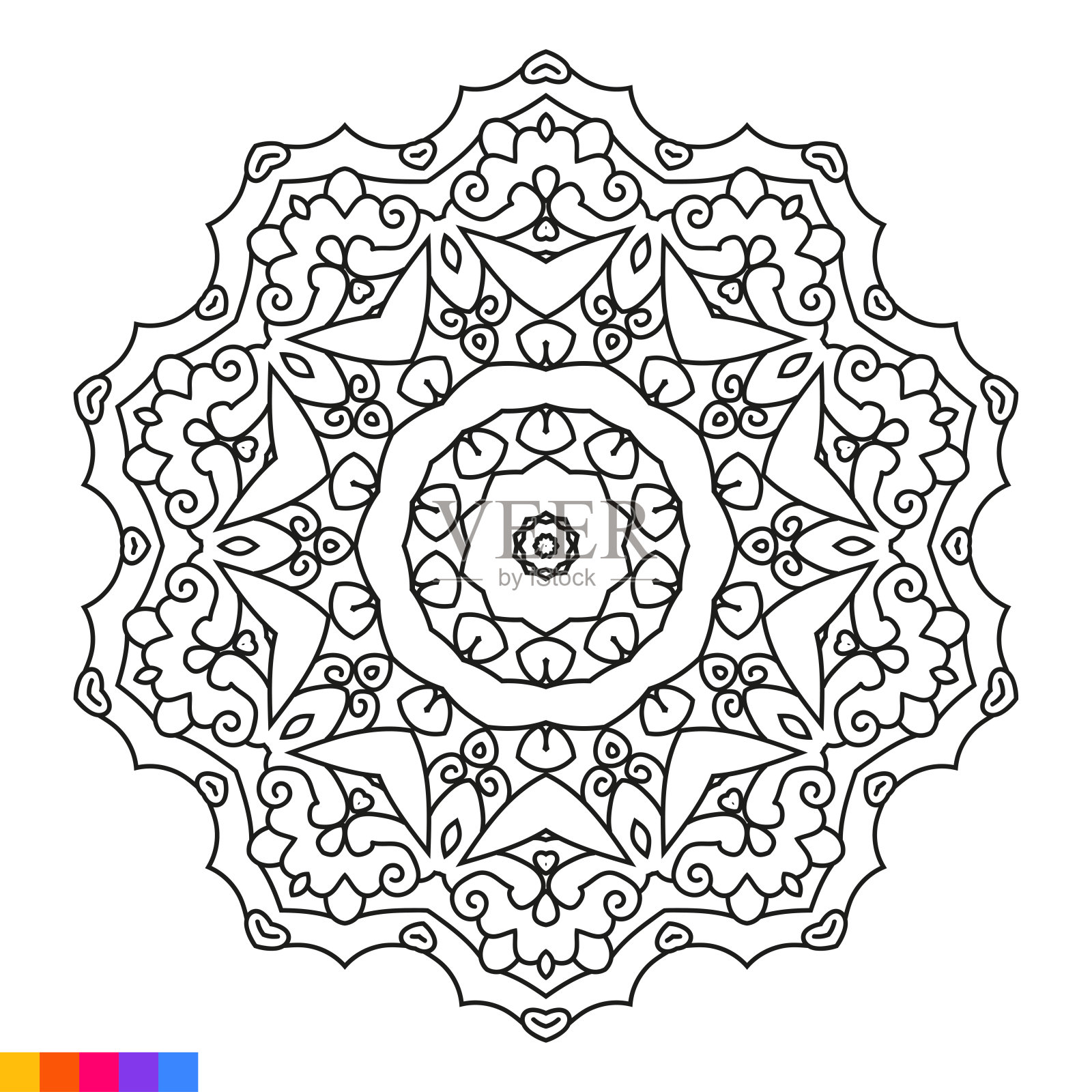 曼荼罗艺术着色书。插画图片素材