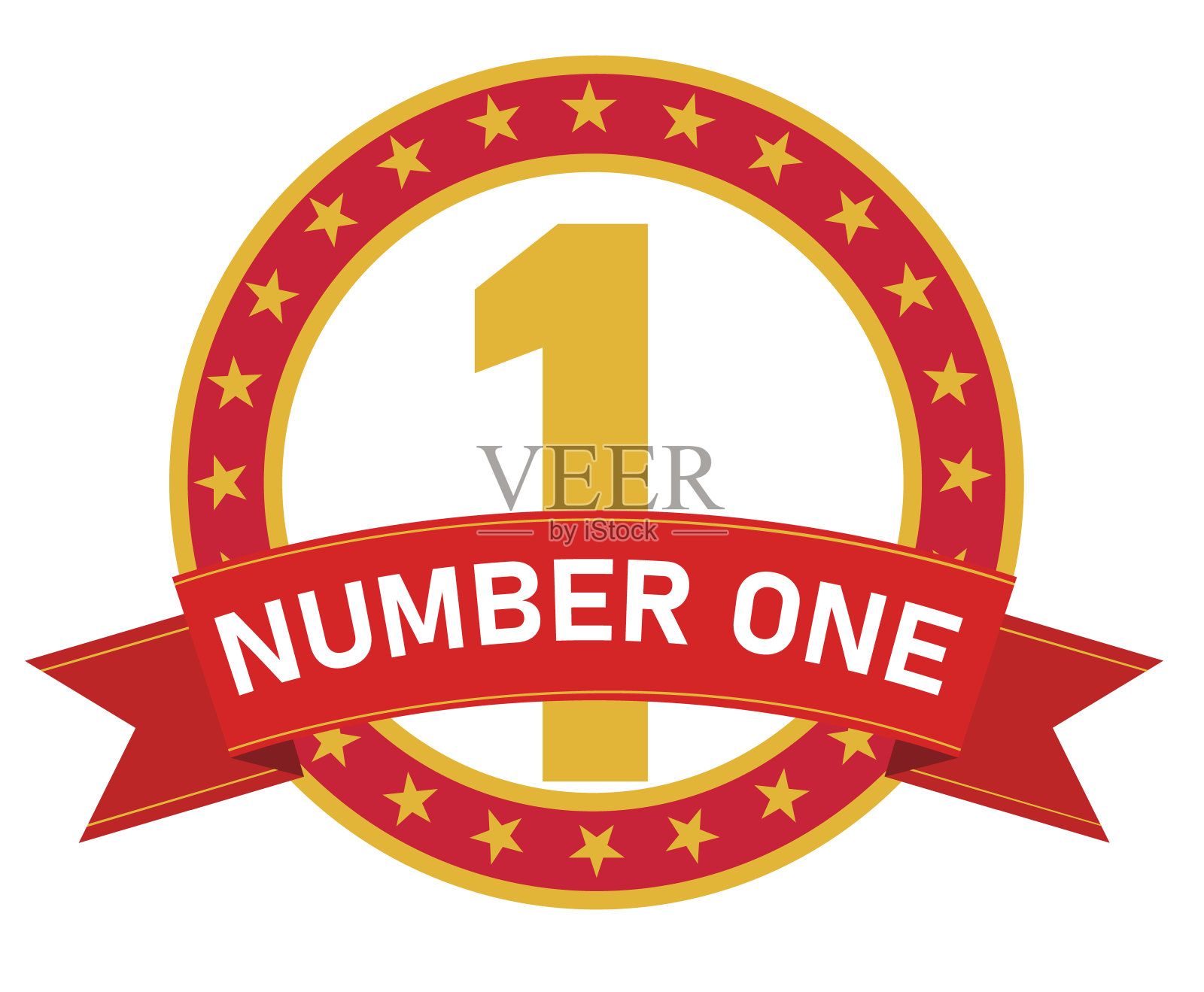 有红丝带图标的一号。赢家的概念。第一名海报或宣传册模板。平的风格。插画图片素材