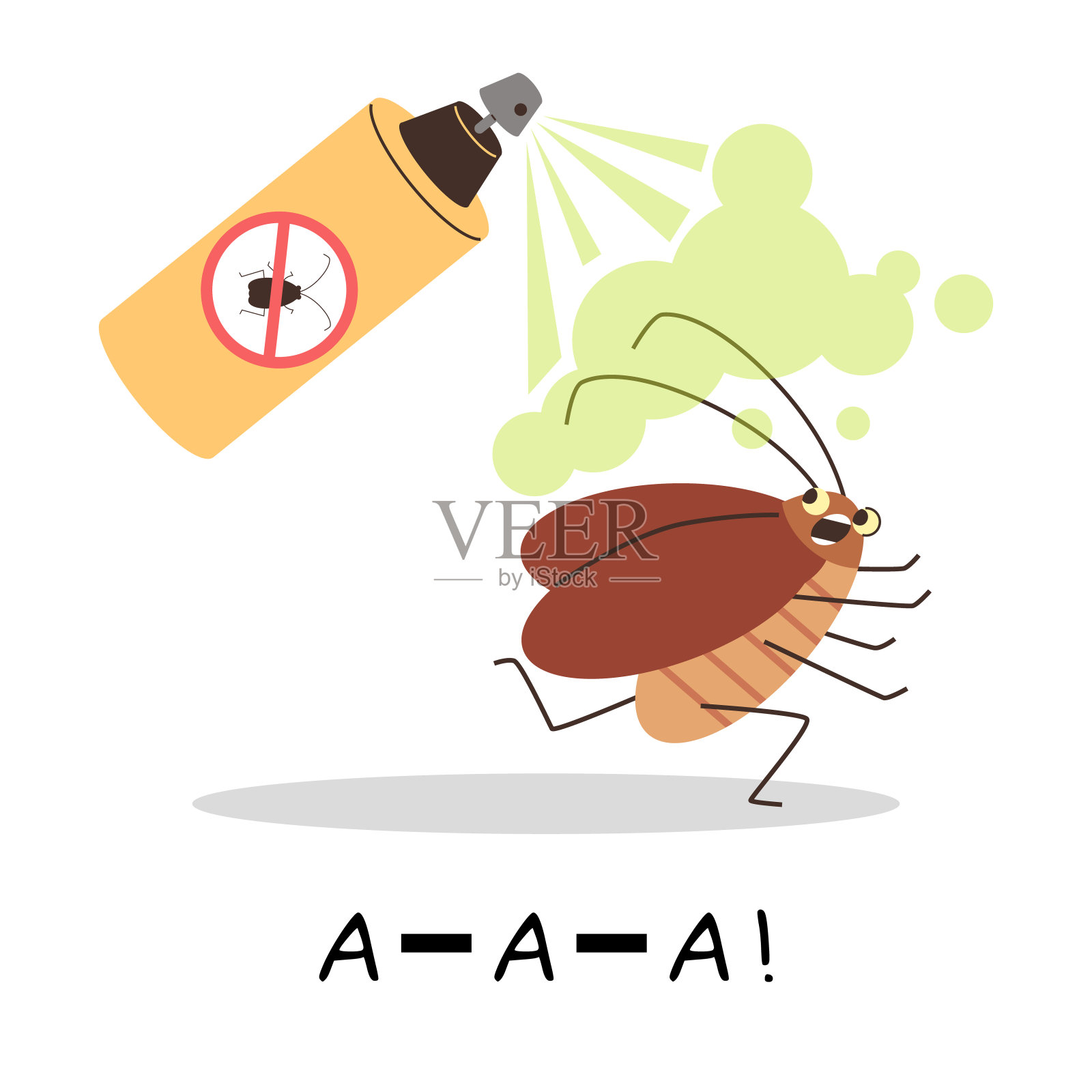 尖叫的蟑螂从喷农药的罐子里跑了出来插画图片素材