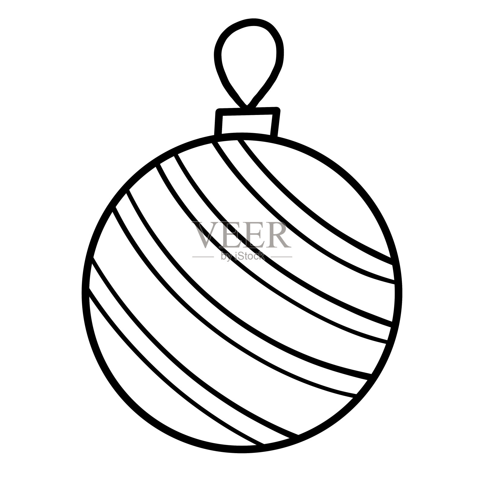 用涂鸦风格的圣诞球来装饰圣诞树。平面风格的卡通装饰，用于装饰和着色。插画图片素材