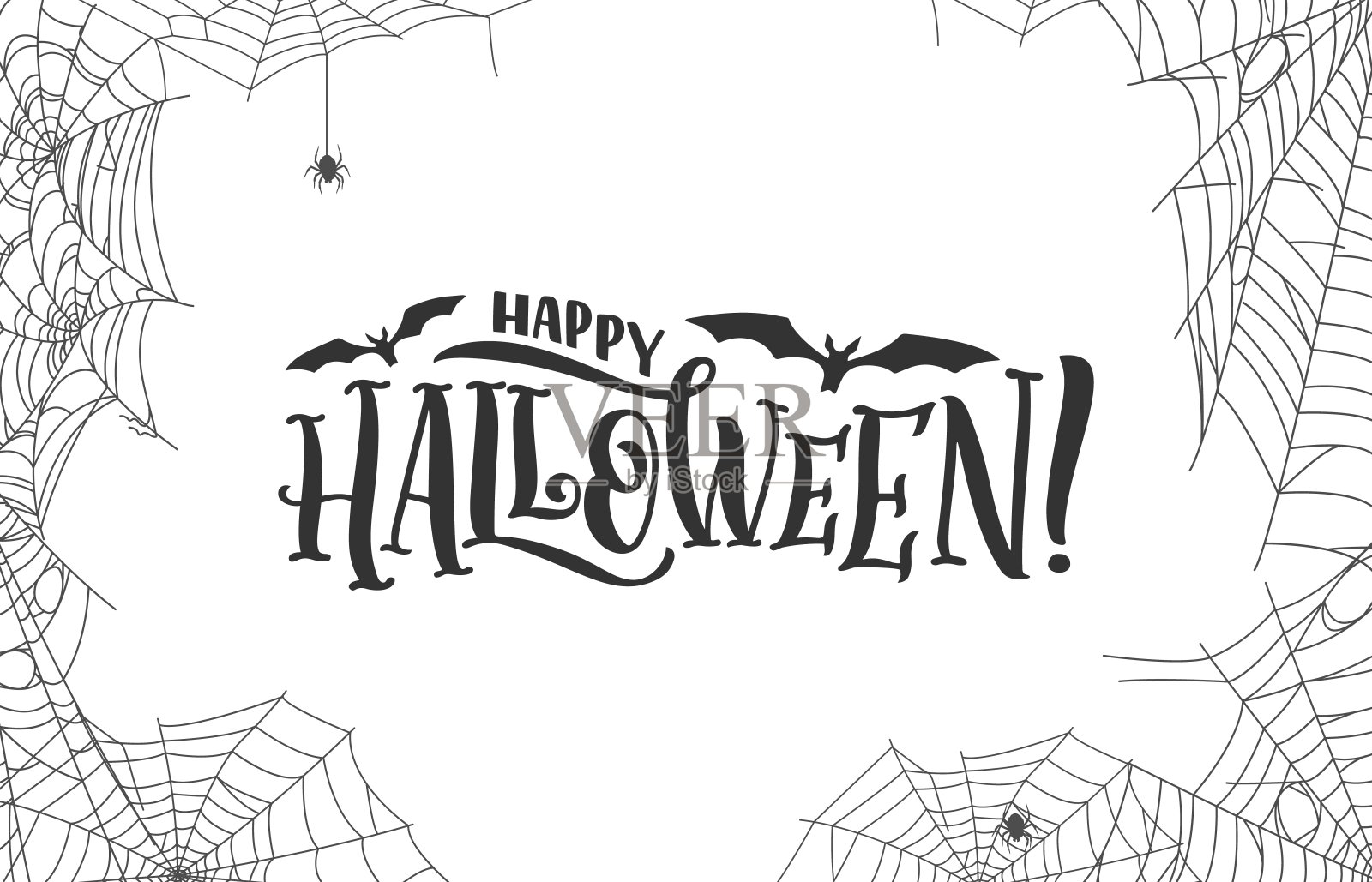 万圣节的节日蛛网和蜘蛛框架，蝙蝠插画图片素材
