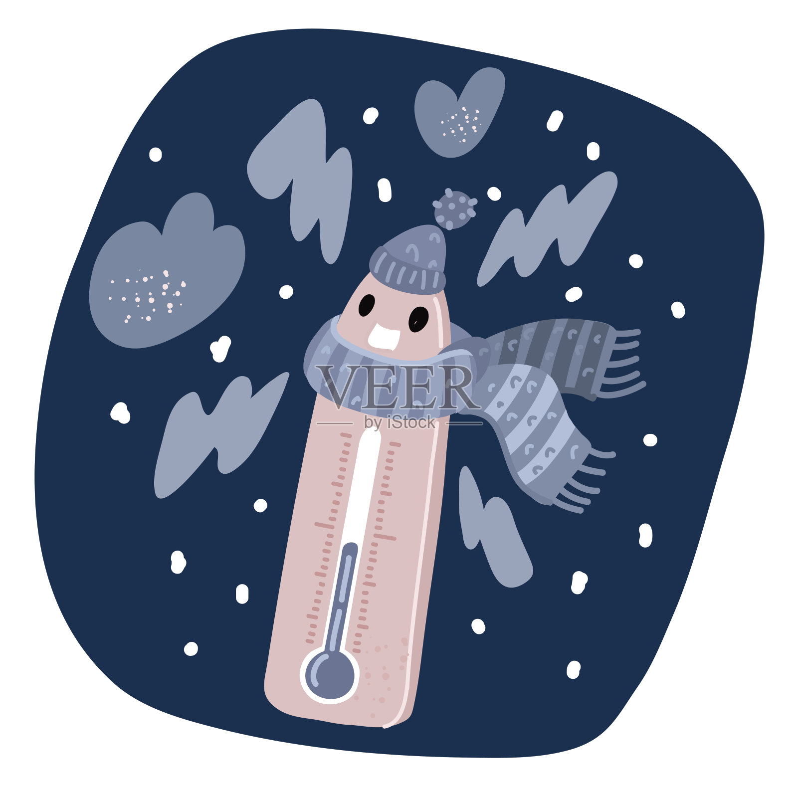 气象温度计测量冷温度的卡通矢量插图。插画图片素材