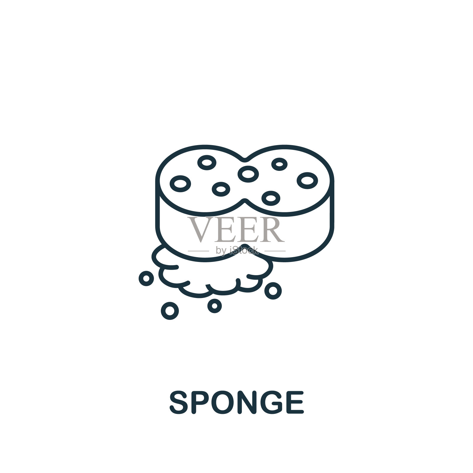 清洁收集海绵图标。简单的线条元素海绵符号的模板，网页设计和信息图形图标素材