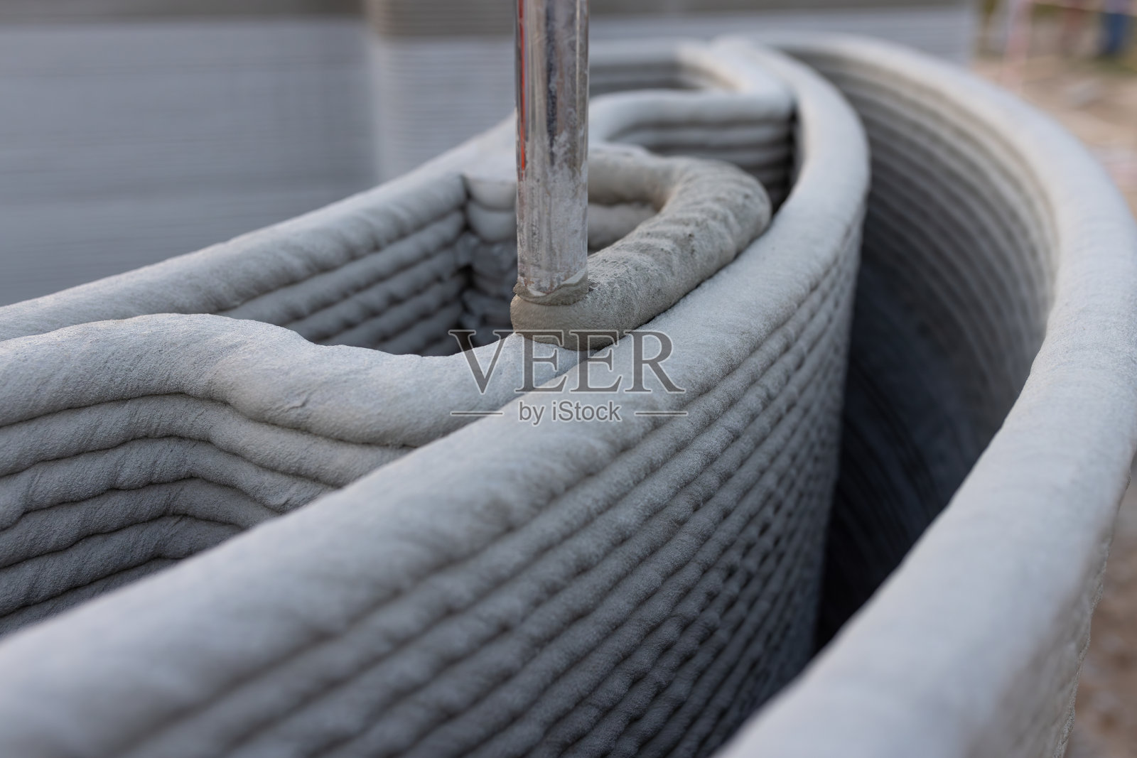 3D房屋的现代建筑。用3D打印机打印房子照片摄影图片