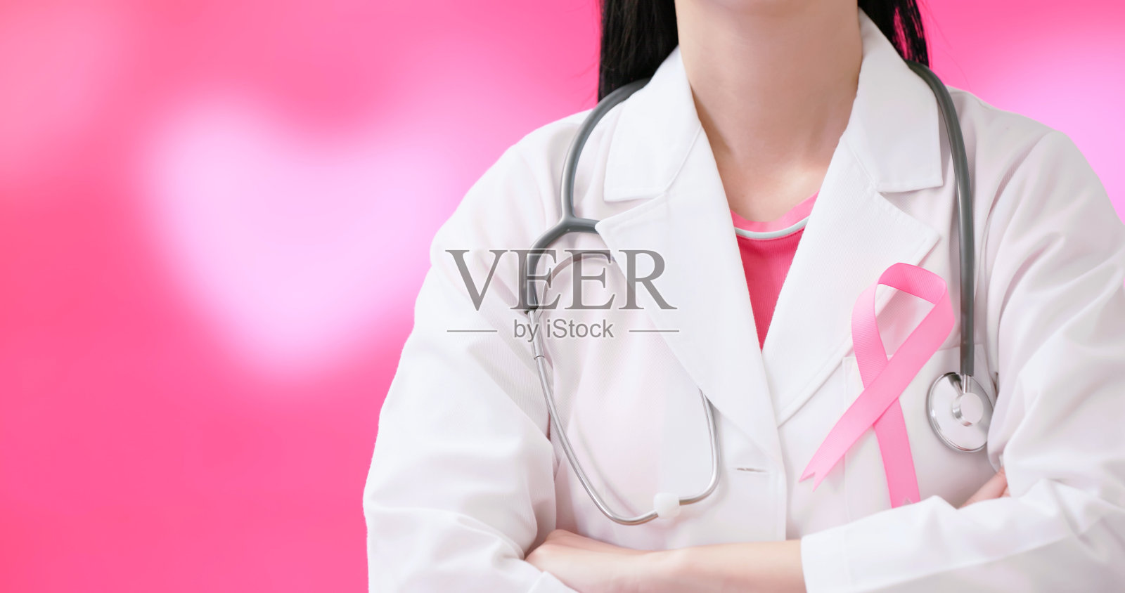 粉红丝带乳腺癌意识照片摄影图片