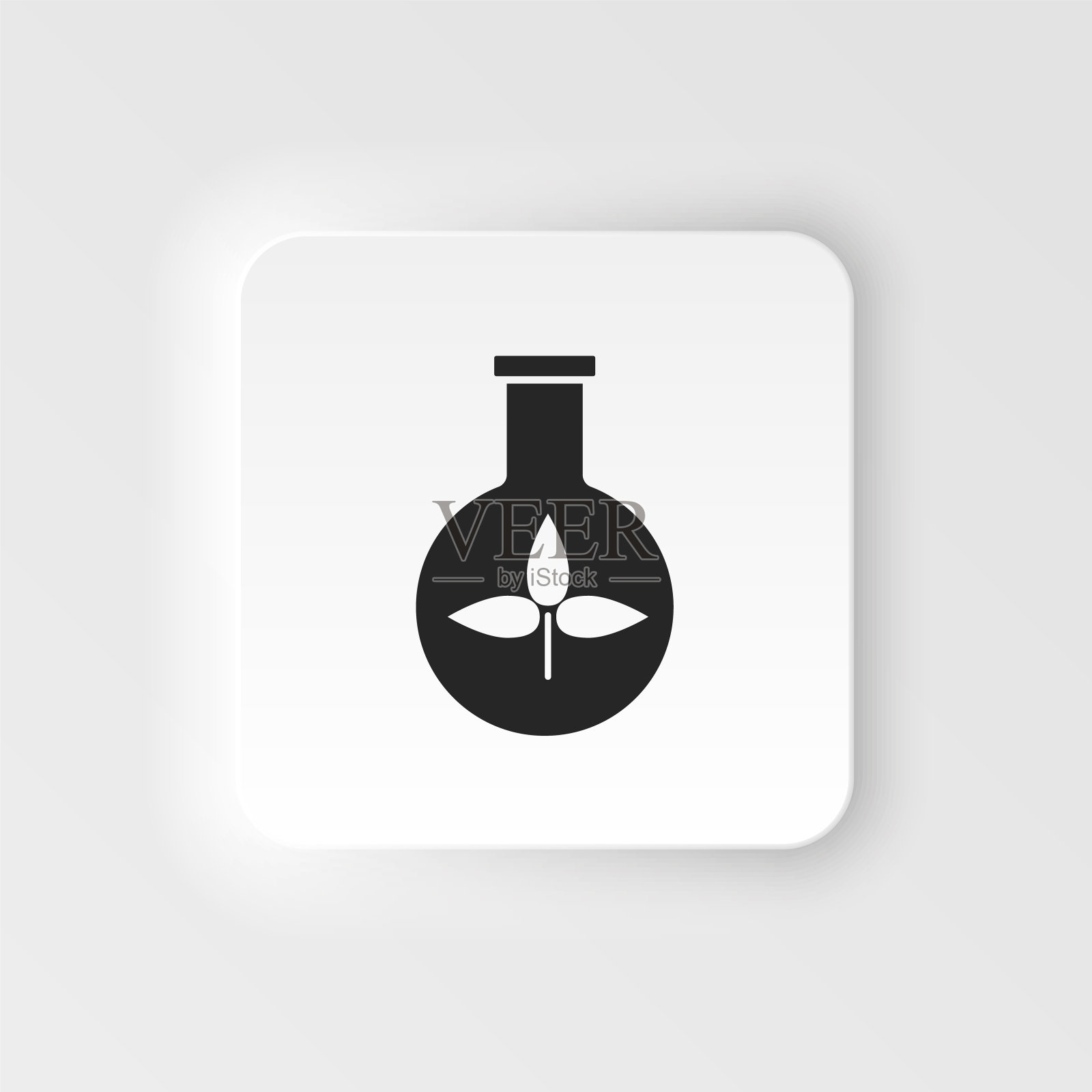 生物学、植物。生物工程neuorphic风格矢量图标。生物技术促进健康和研究分子生物学、生物医学和分子工程图标素材