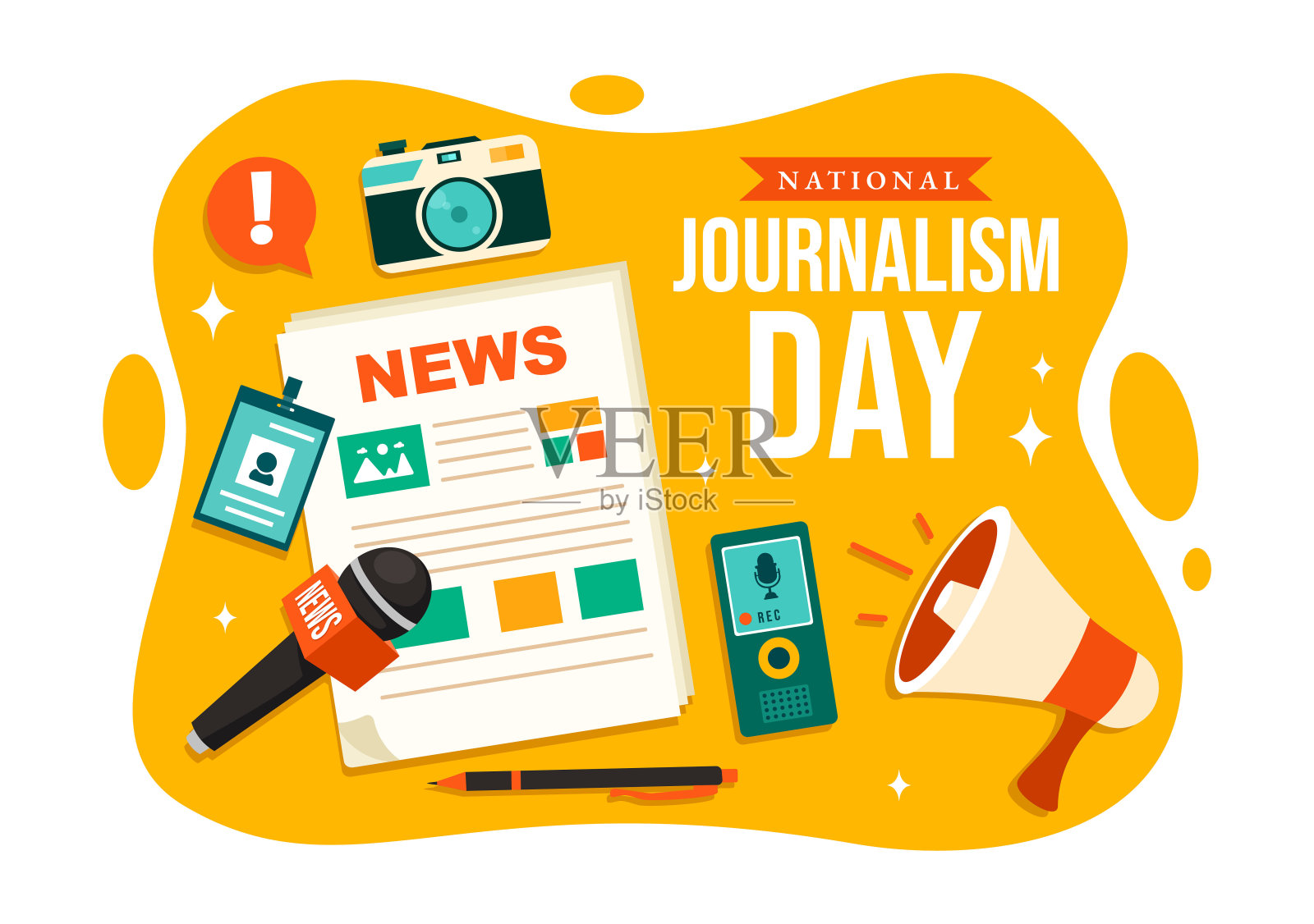 国家新闻日矢量图，以表彰和感谢记者在期刊设备设计方面的不懈努力插画图片素材