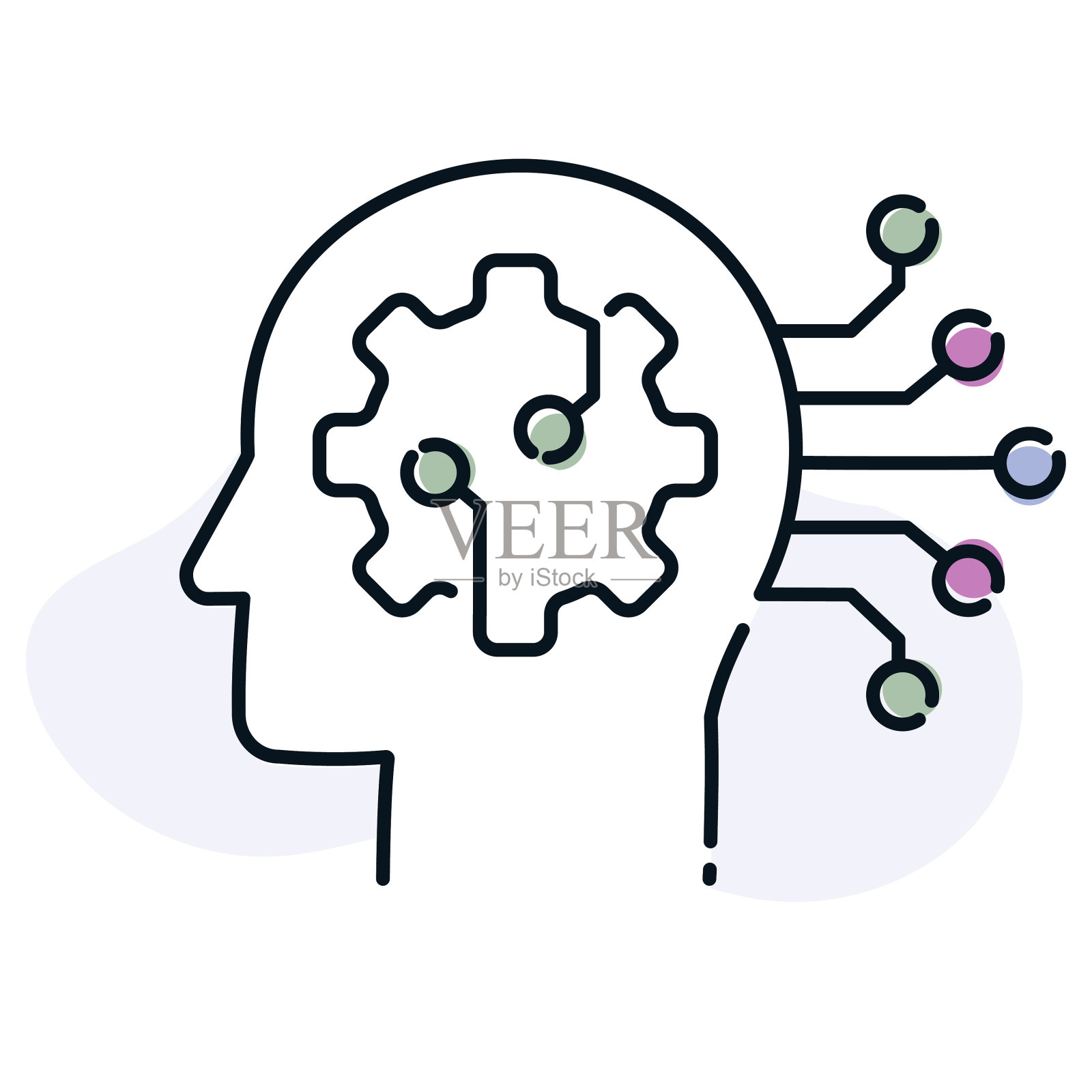 用这个说明性的表示来可视化机器学习的力量。通过这张图探索算法、数据分析和人工智能驱动的决策。插画图片素材