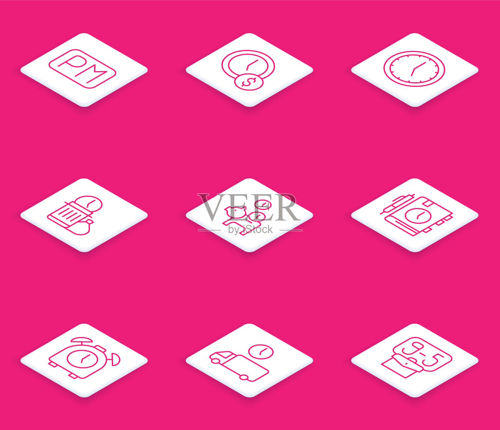 时间是金钱时钟的浪费插画图片素材