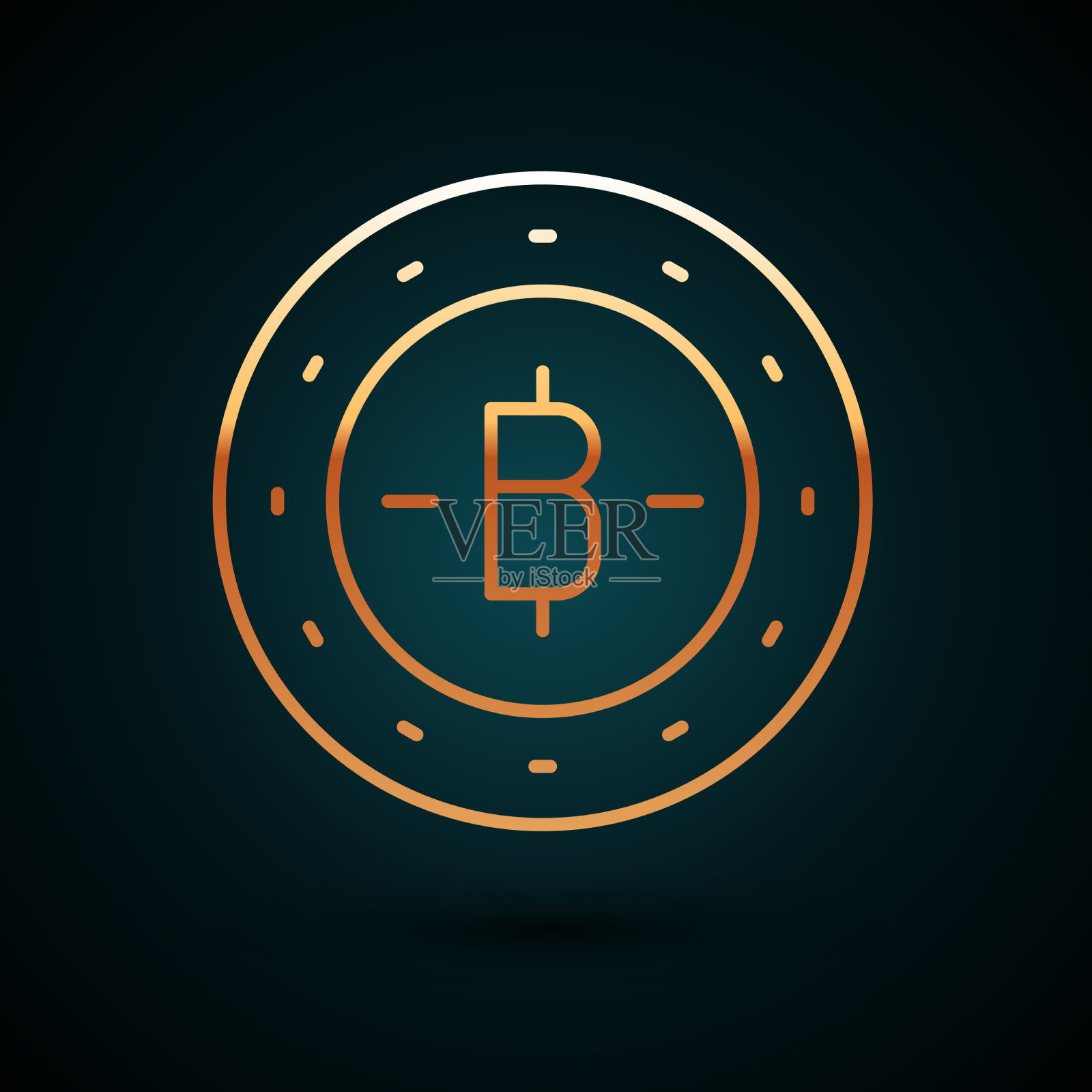 黄金线加密货币比特币图标插画图片素材