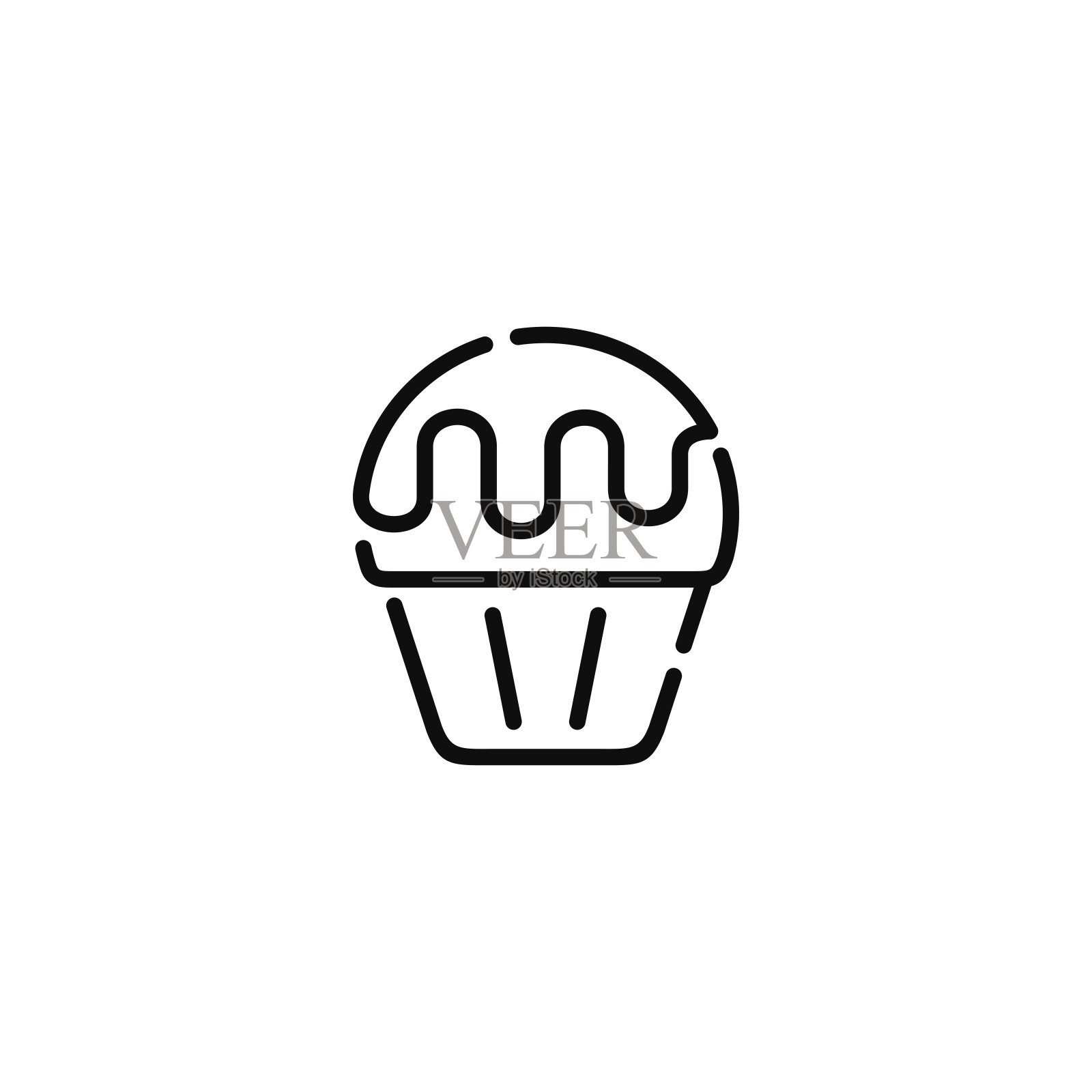 杯蛋糕线图标孤立的白色背景插画图片素材