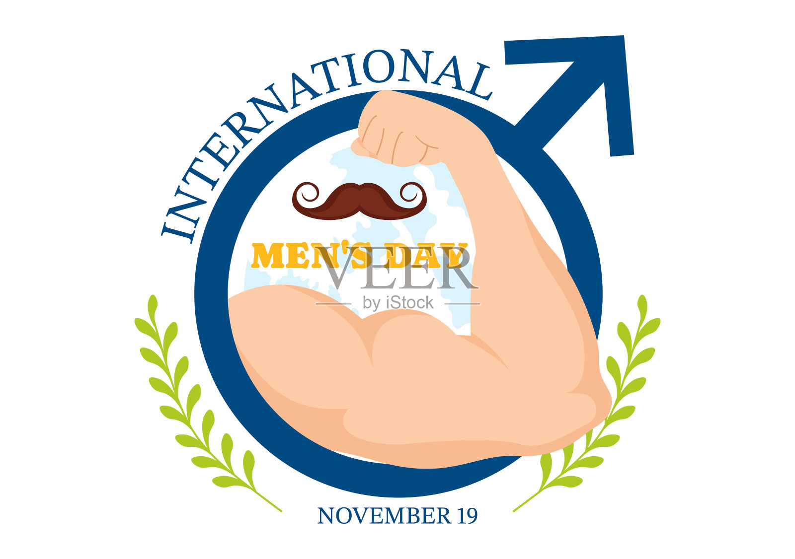 11月19日国际男性节矢量插图与男性设备的积极价值，他们的家庭在平面卡通背景设计插画图片素材