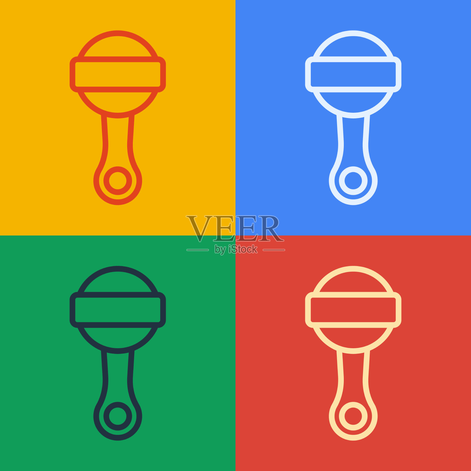 波普艺术线拨浪鼓婴儿玩具图标孤立上插画图片素材