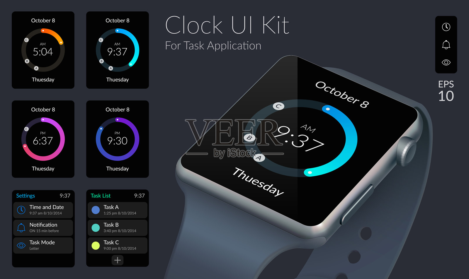 时钟UI设计理念插画图片素材