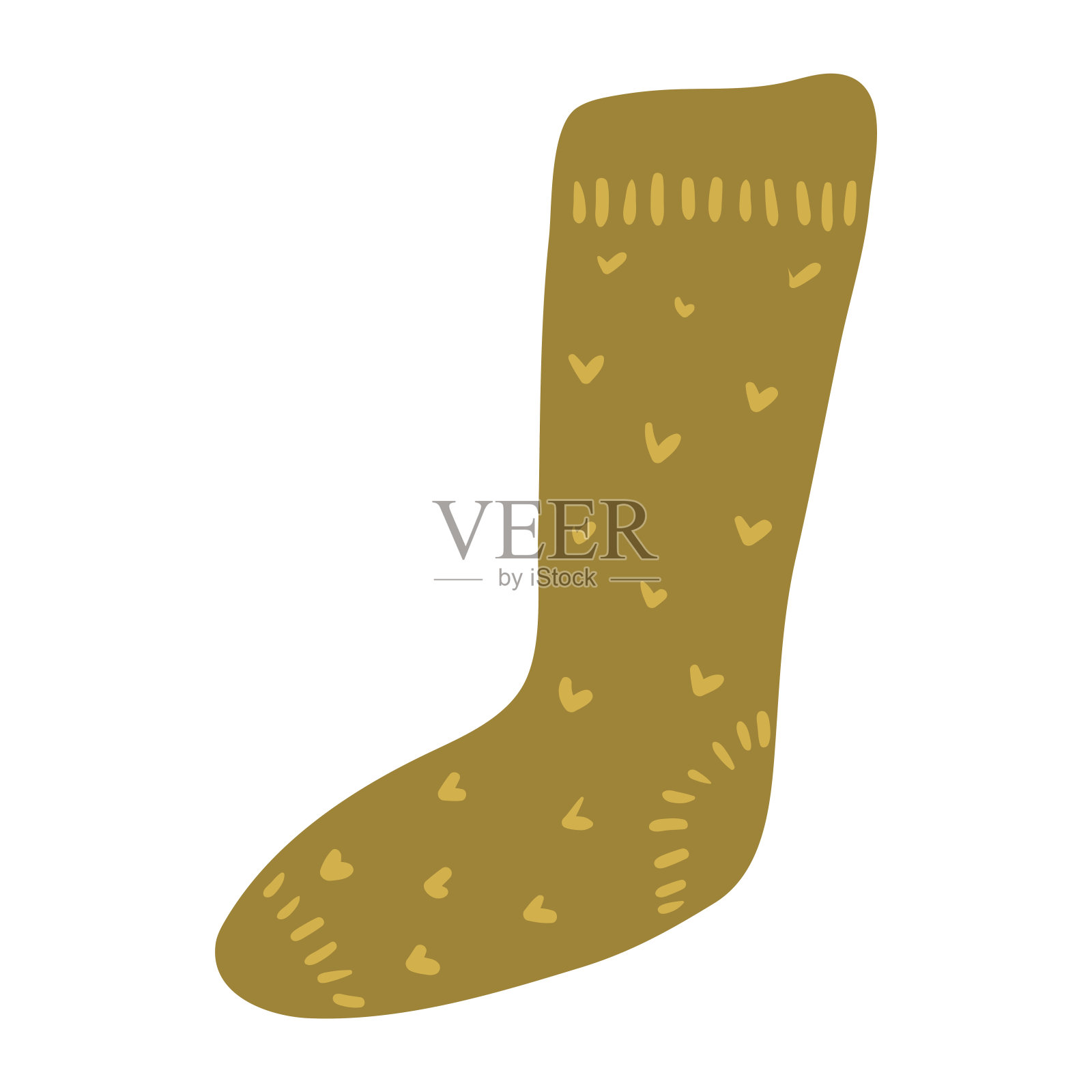 针织绿色袜子手绘卡通插图。插画图片素材