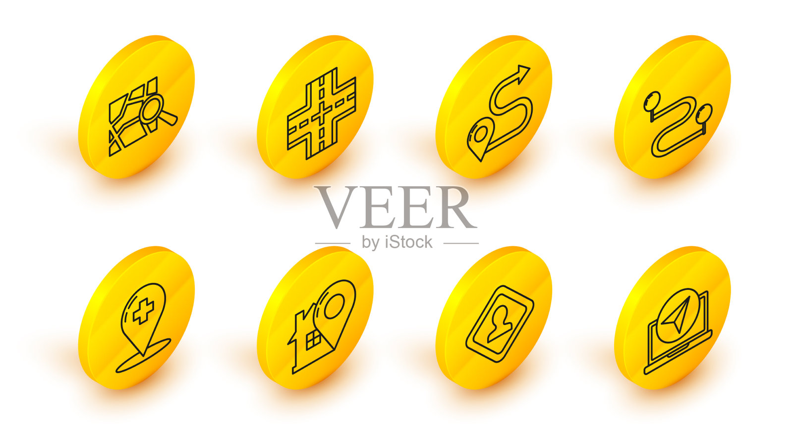 设置线路信息图的城市地图导航道路插画图片素材