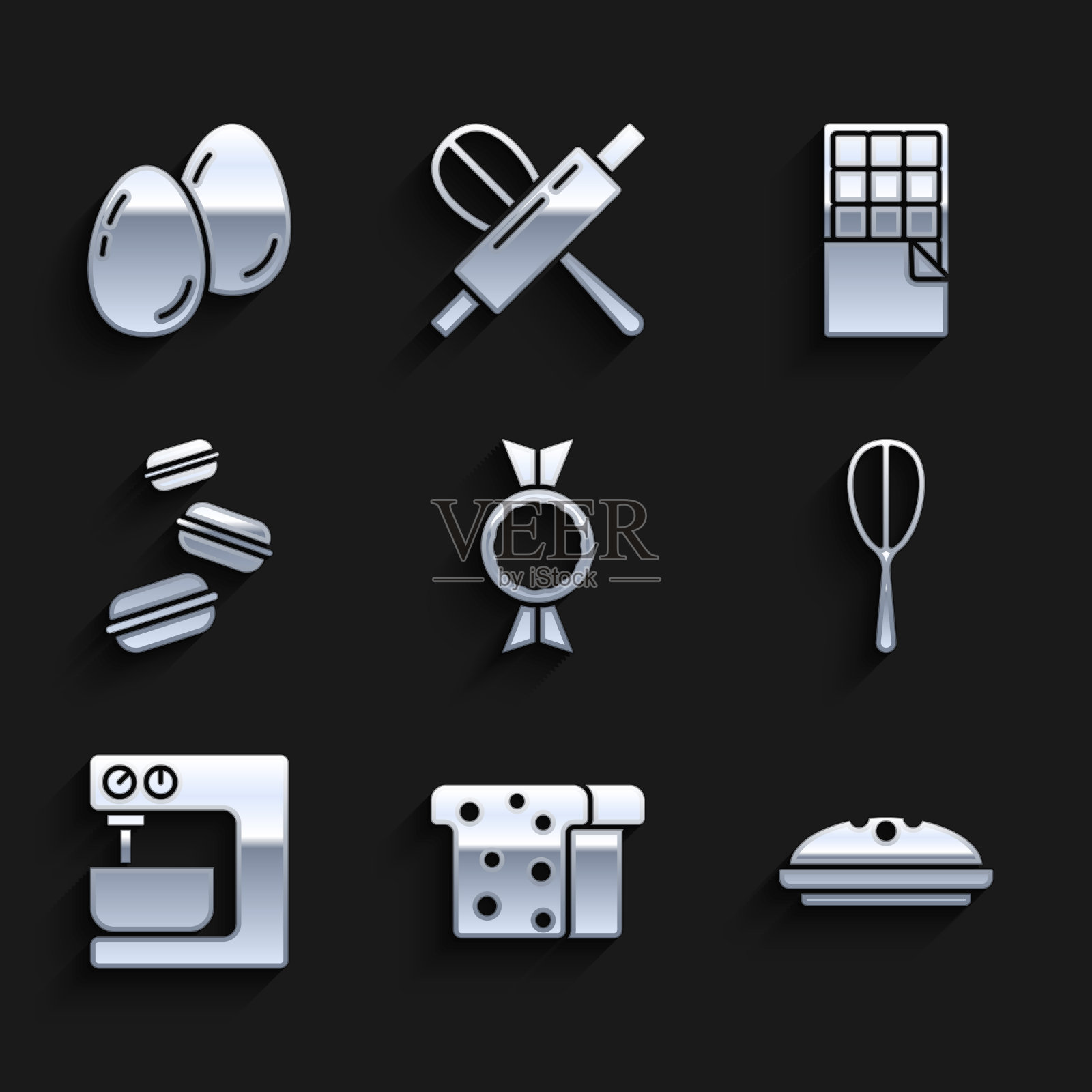 糖果、面包、土司、自制派、厨房打蛋器插画图片素材