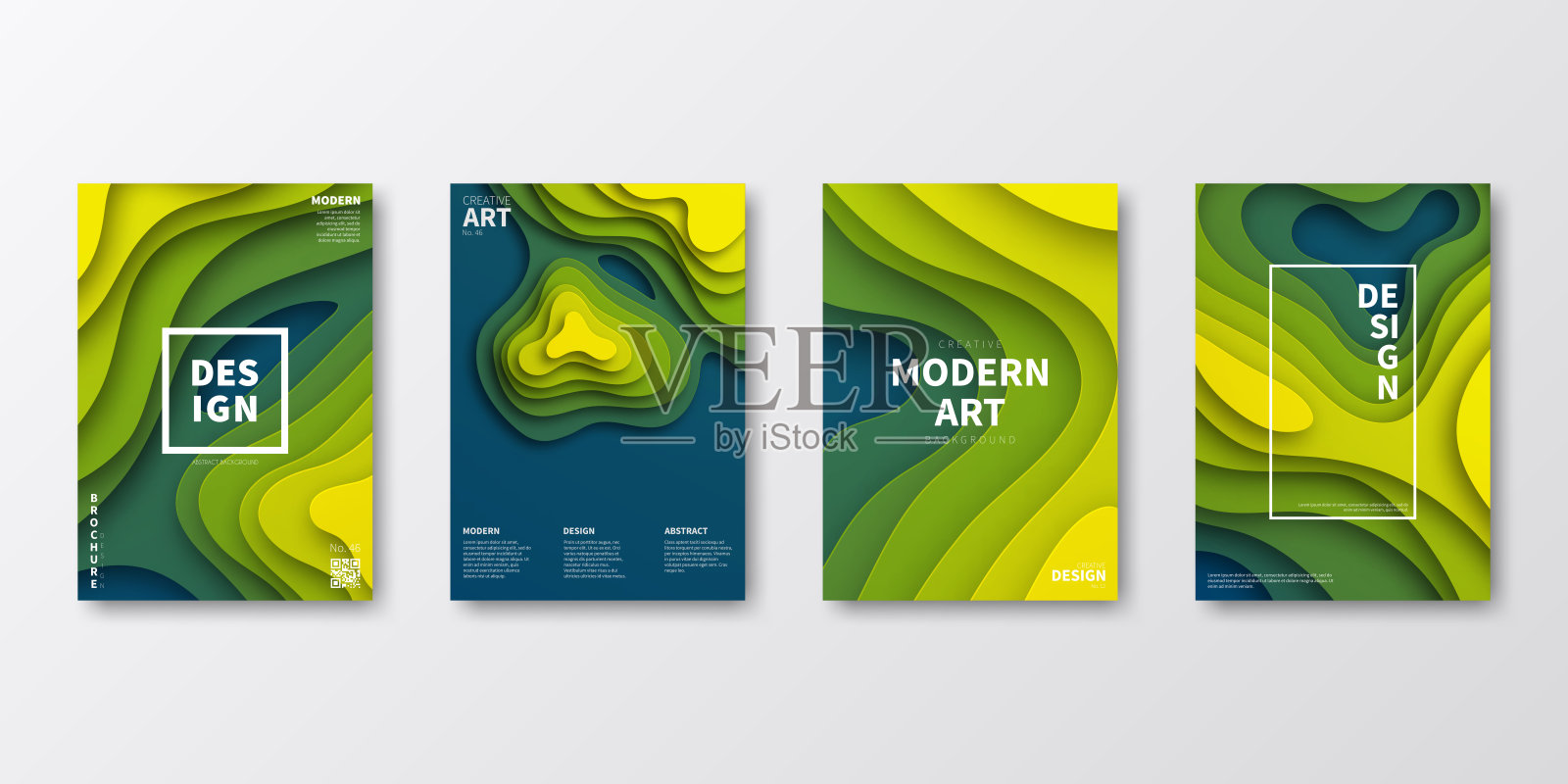 宣传册模板排版，绿色封面设计，商业年报，宣传单，杂志插画图片素材