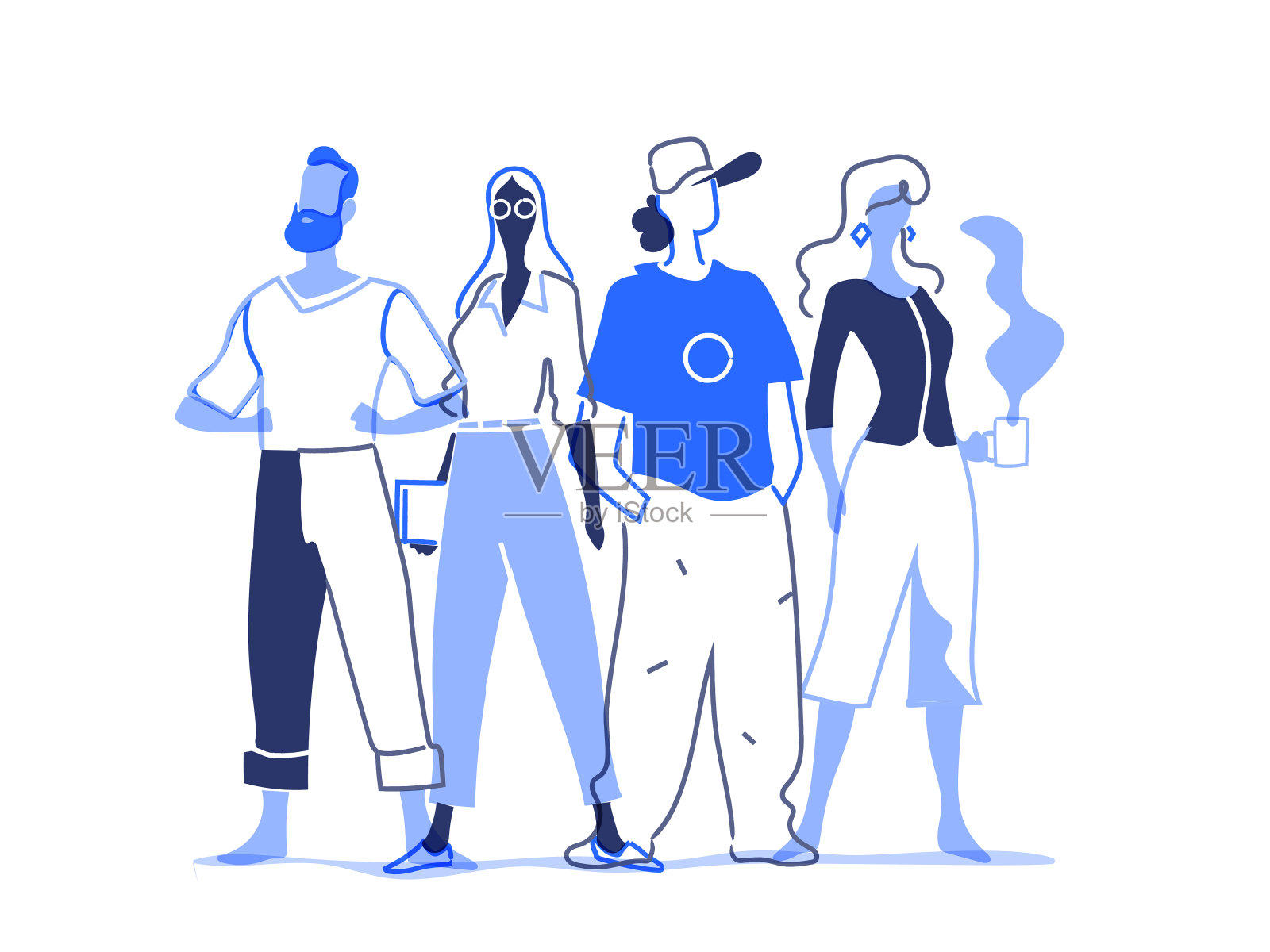 年轻而辉煌的团队插画图片素材