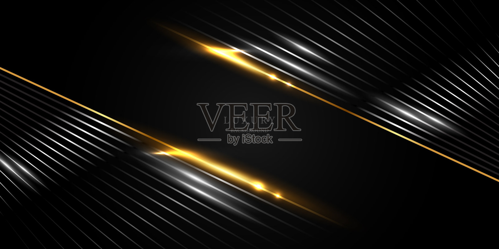 抽象的现代设计黑色背景与奢华的金色元素矢量插图。插画图片素材