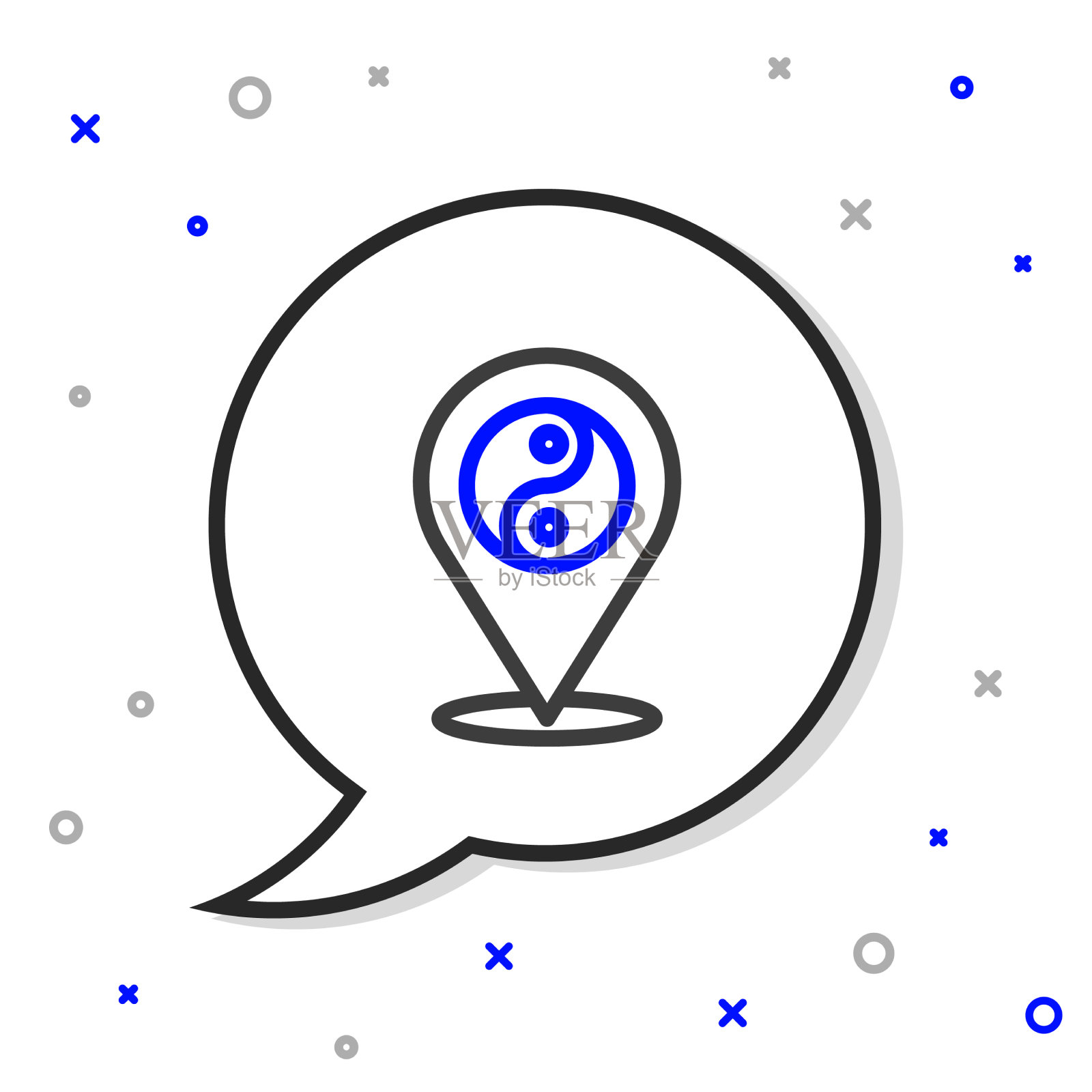 线条象征阴阳和谐平衡的图标插画图片素材