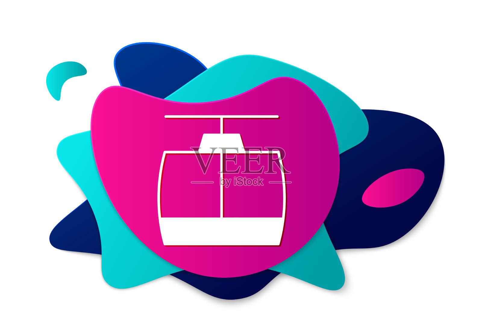 彩色缆车图标孤立的白色背景插画图片素材