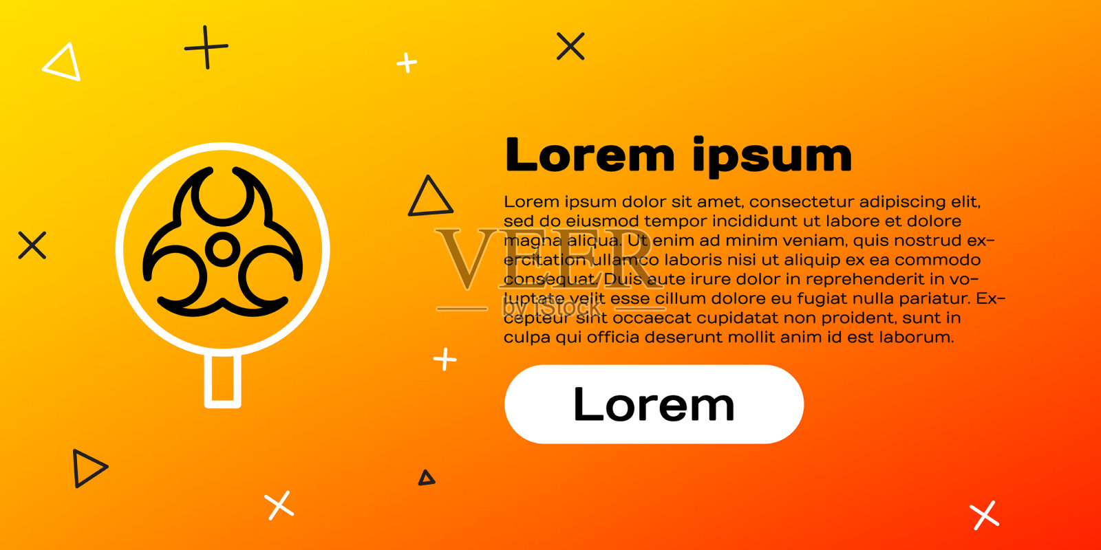 线生物危害符号图标隔离在黄色插画图片素材