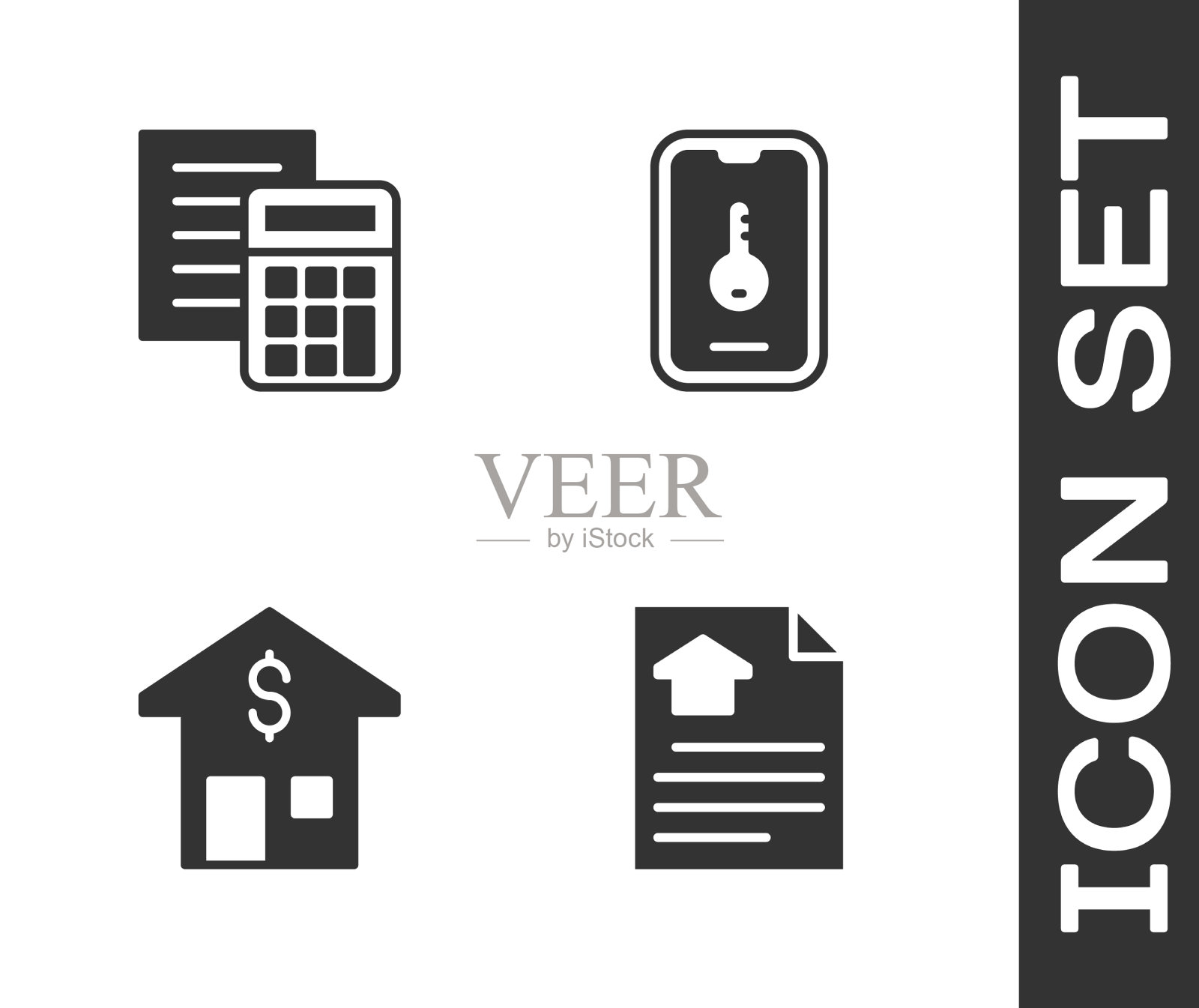 以美元和设置房屋合同计算器插画图片素材