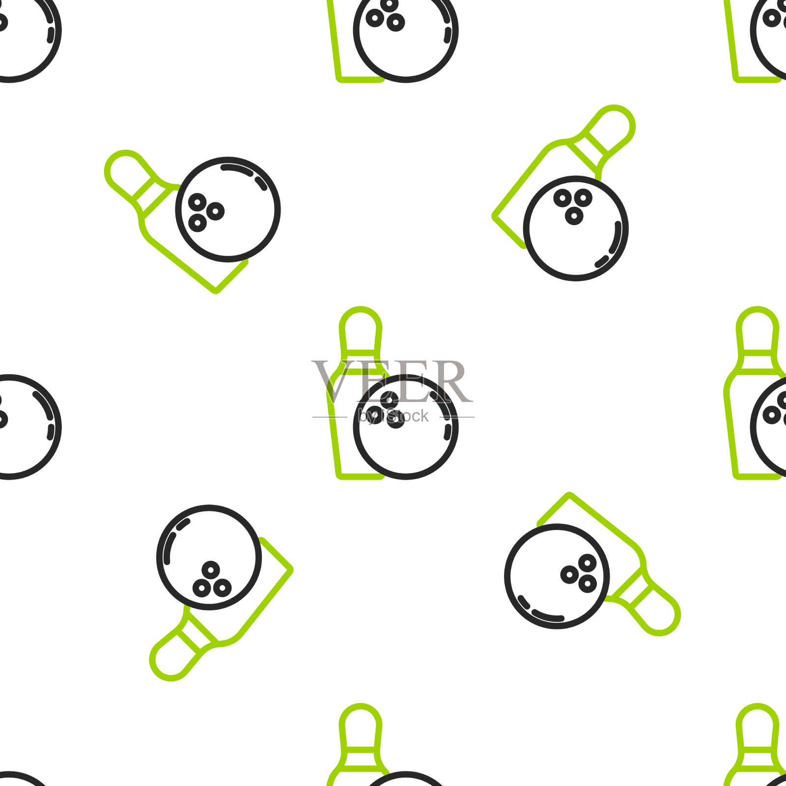 线保龄球瓶和球图标隔离无缝插画图片素材