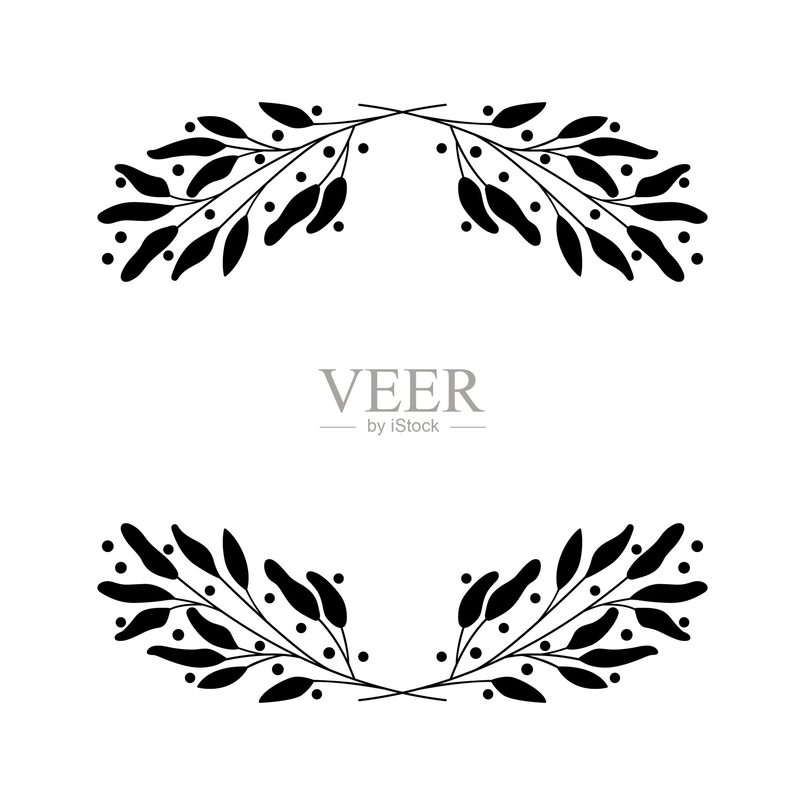 手绘树叶树枝边框插画图片素材