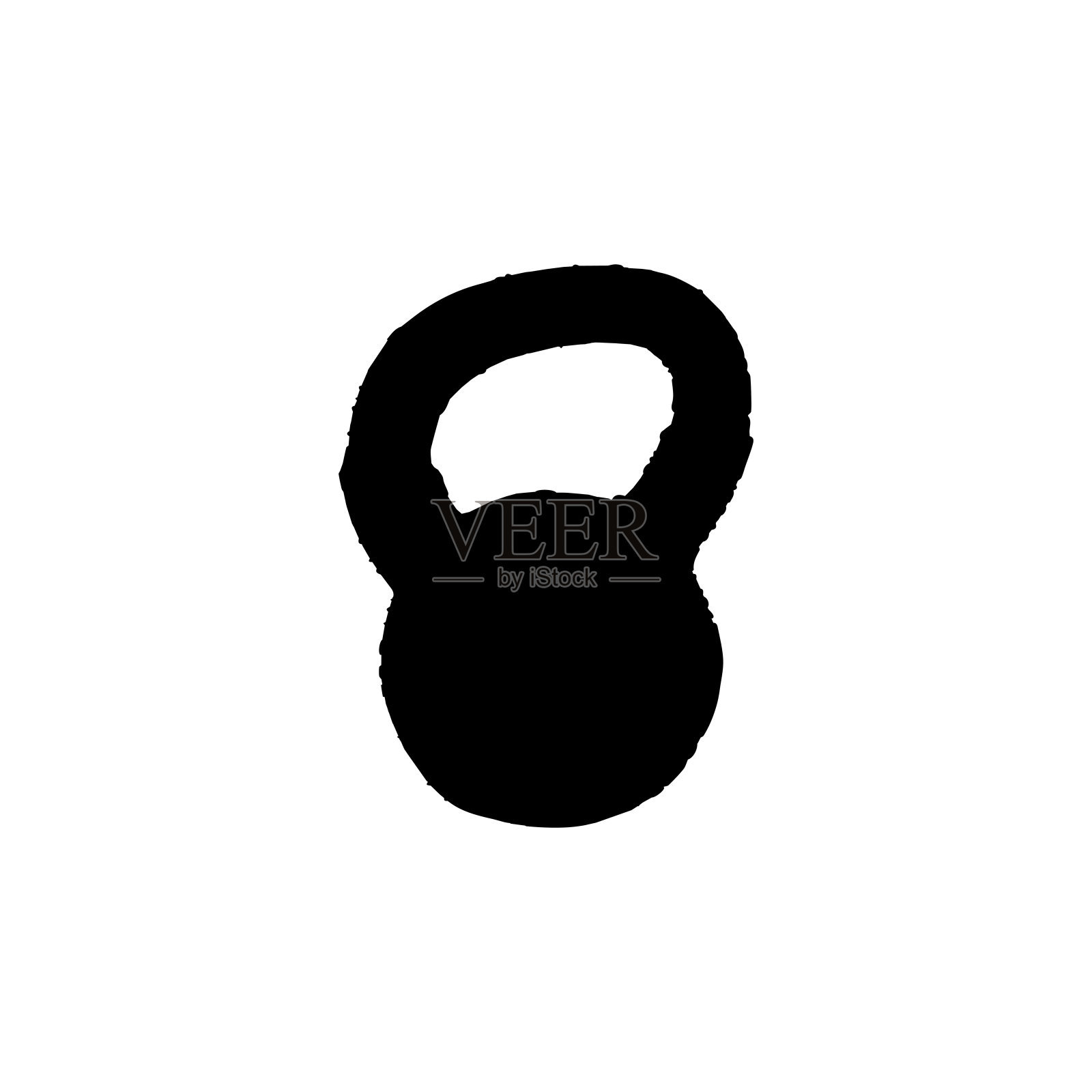 Kettlebell图标。风格简单的健身房海报背景符号。壶铃品牌标志设计元素。壶铃t恤印花。矢量贴纸。插画图片素材