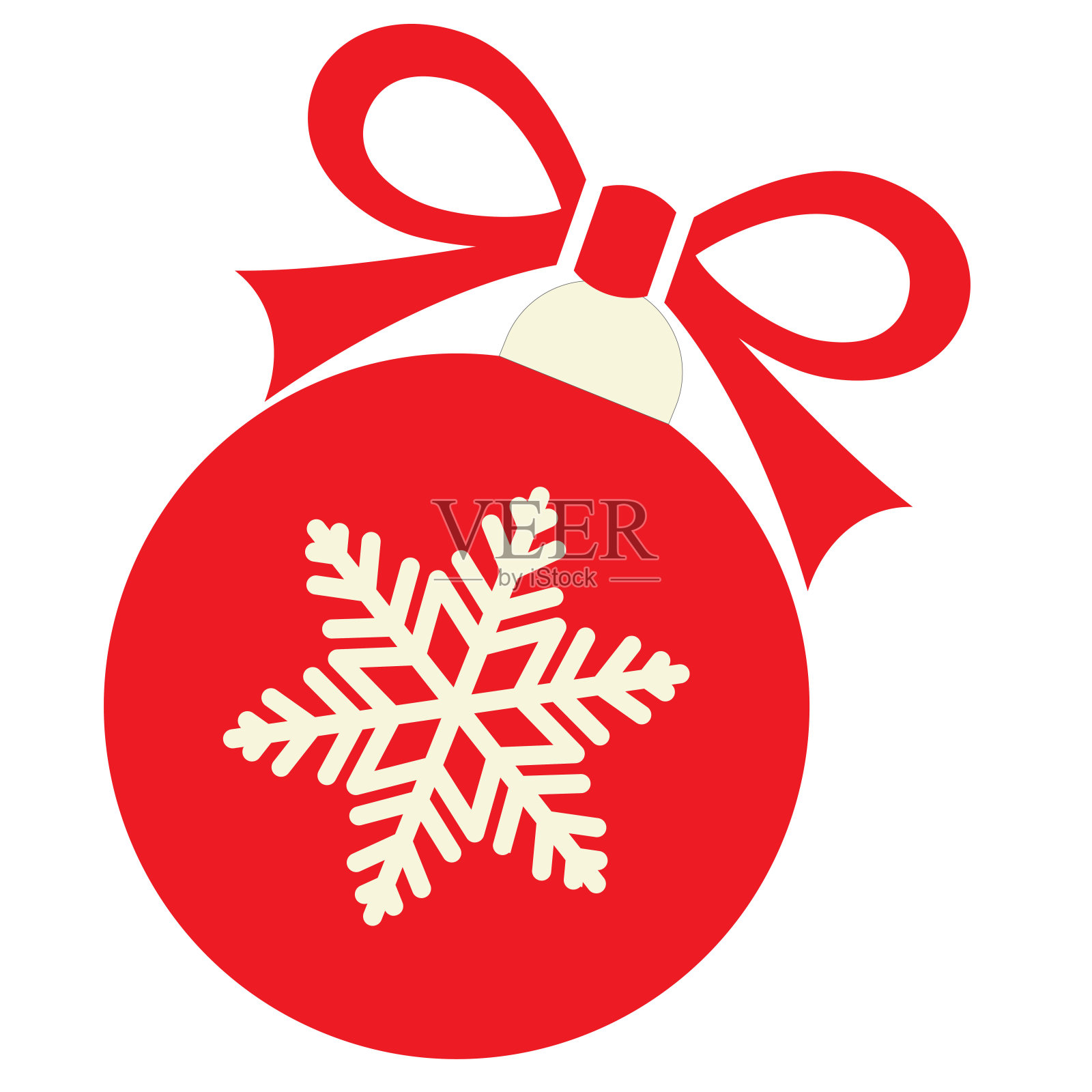 圣诞球。红色装饰的圣诞树球与星星插画图片素材