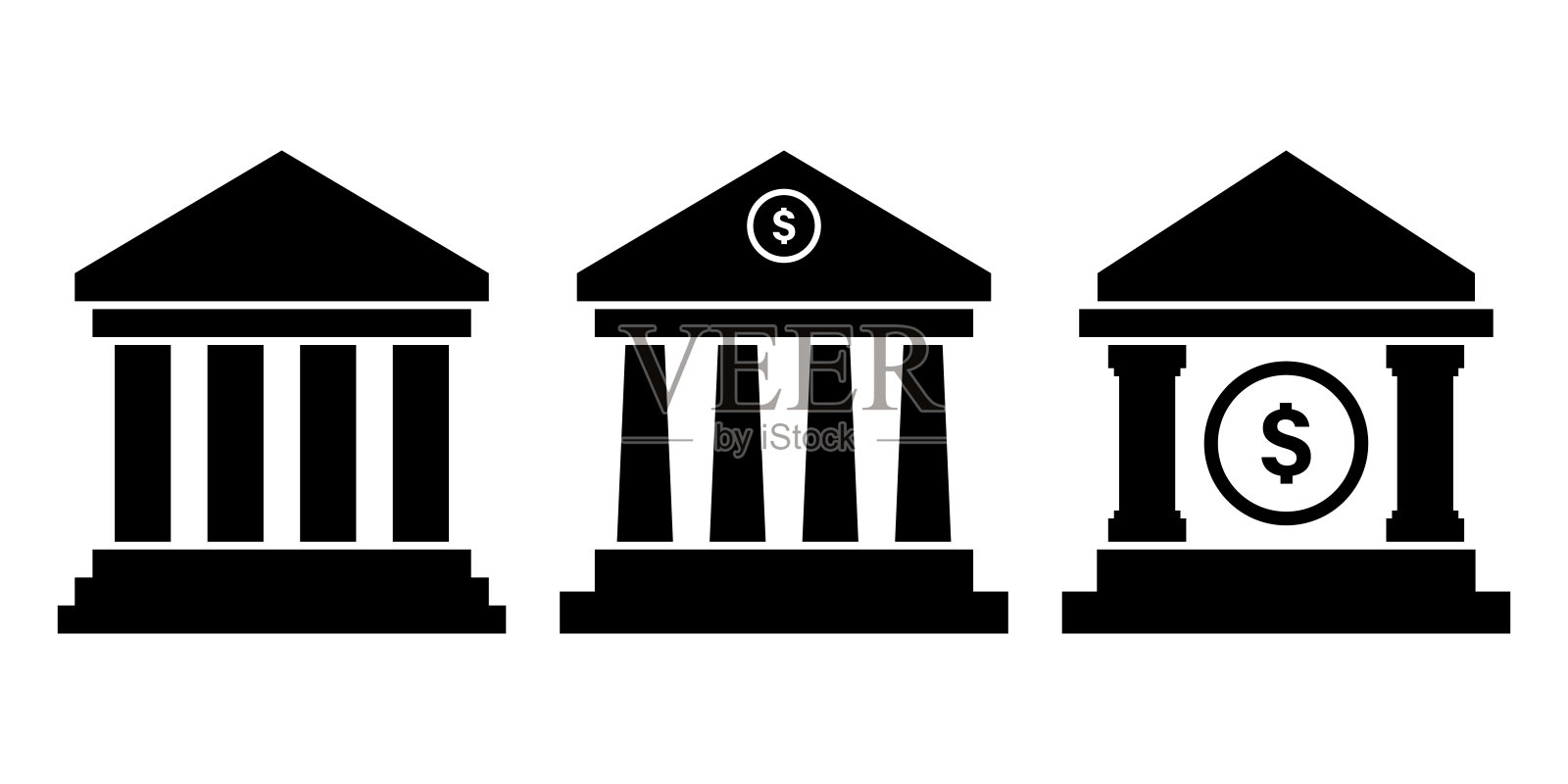 银行图标符号集设计简单插画图片素材