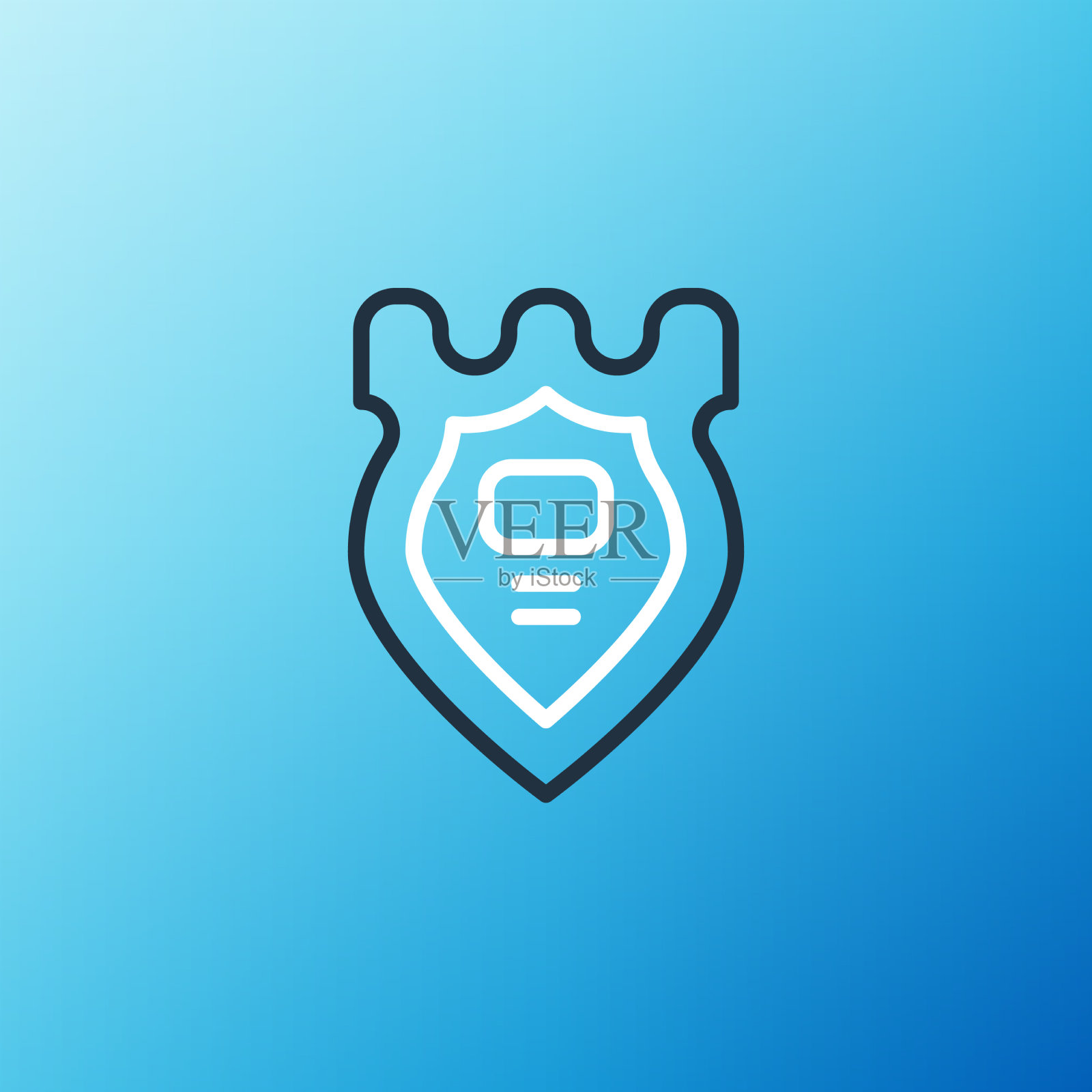 线警徽章图标孤立在蓝色插画图片素材