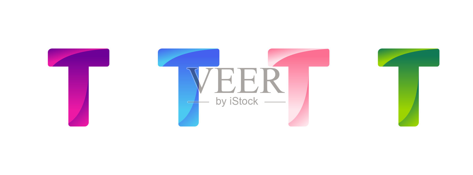 现代设计的通用字母T标志梯度变化插画图片素材