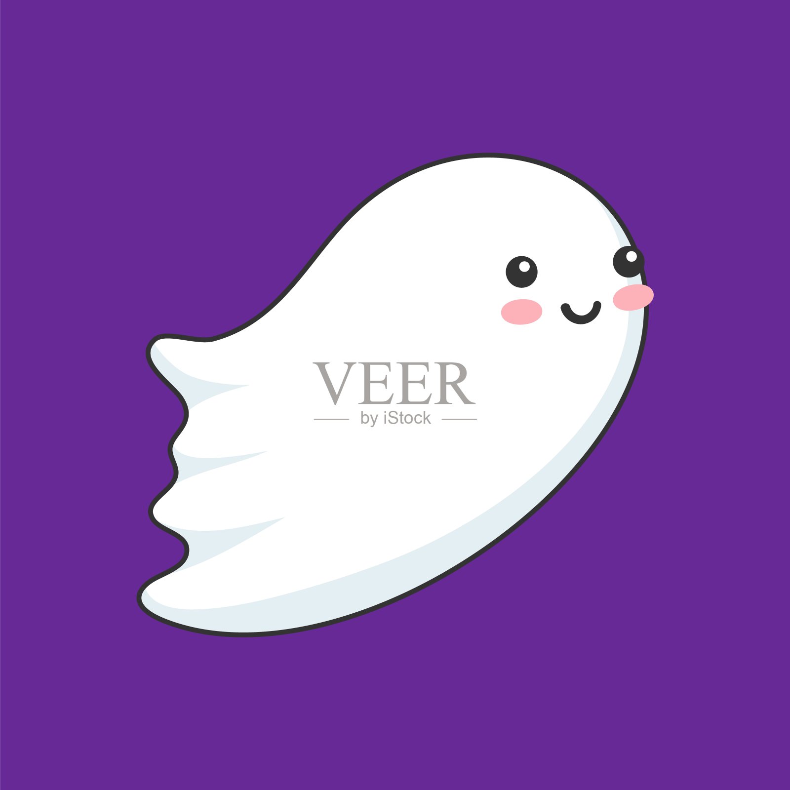 万圣节卡哇伊鬼卡通人物，可爱的boo插画图片素材