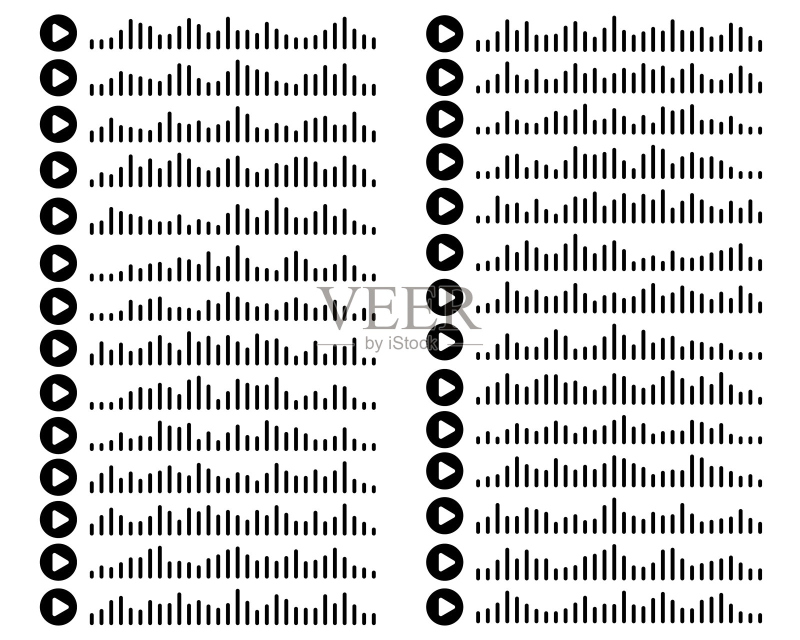 音频波图标声音歌曲播客设置在一个孤立的白色背景。语音消息。矢量图插画图片素材