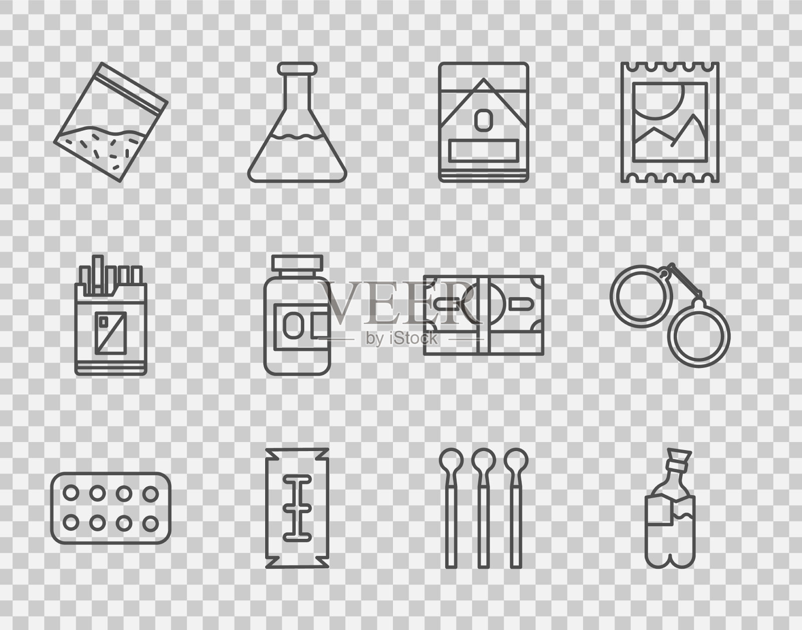 在吸塑包装烟枪中放置线丸插画图片素材