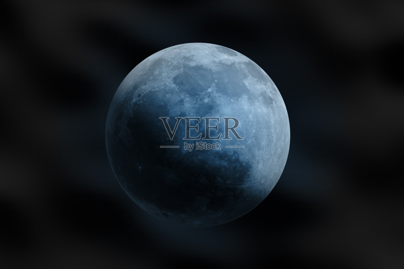 黑色背景上的蓝月亮照片摄影图片