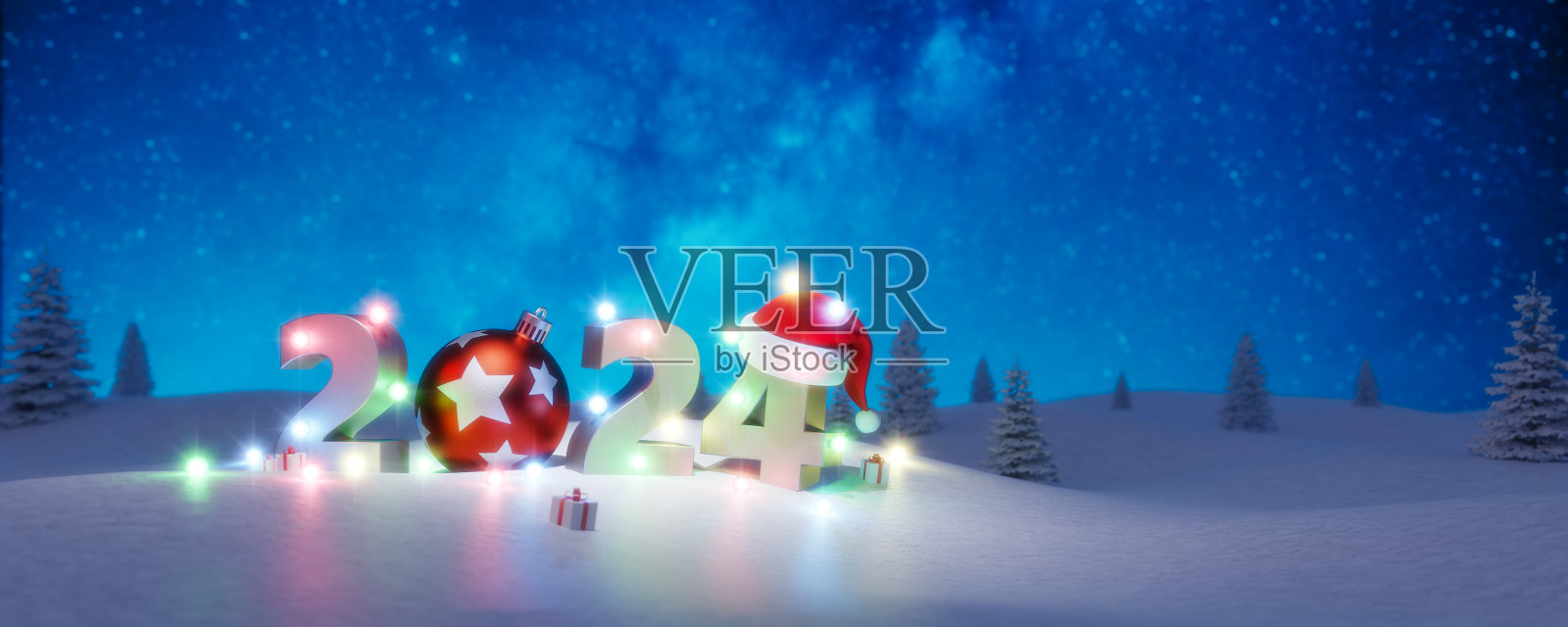 圣诞快乐和新年快乐2023背景贺卡与复制空间3d渲染照片摄影图片