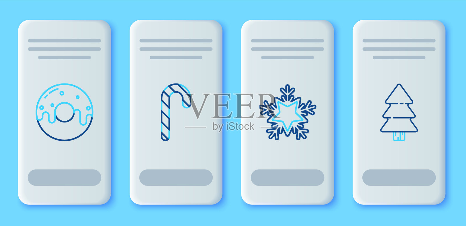 设置线圣诞糖果手杖与条纹插画图片素材